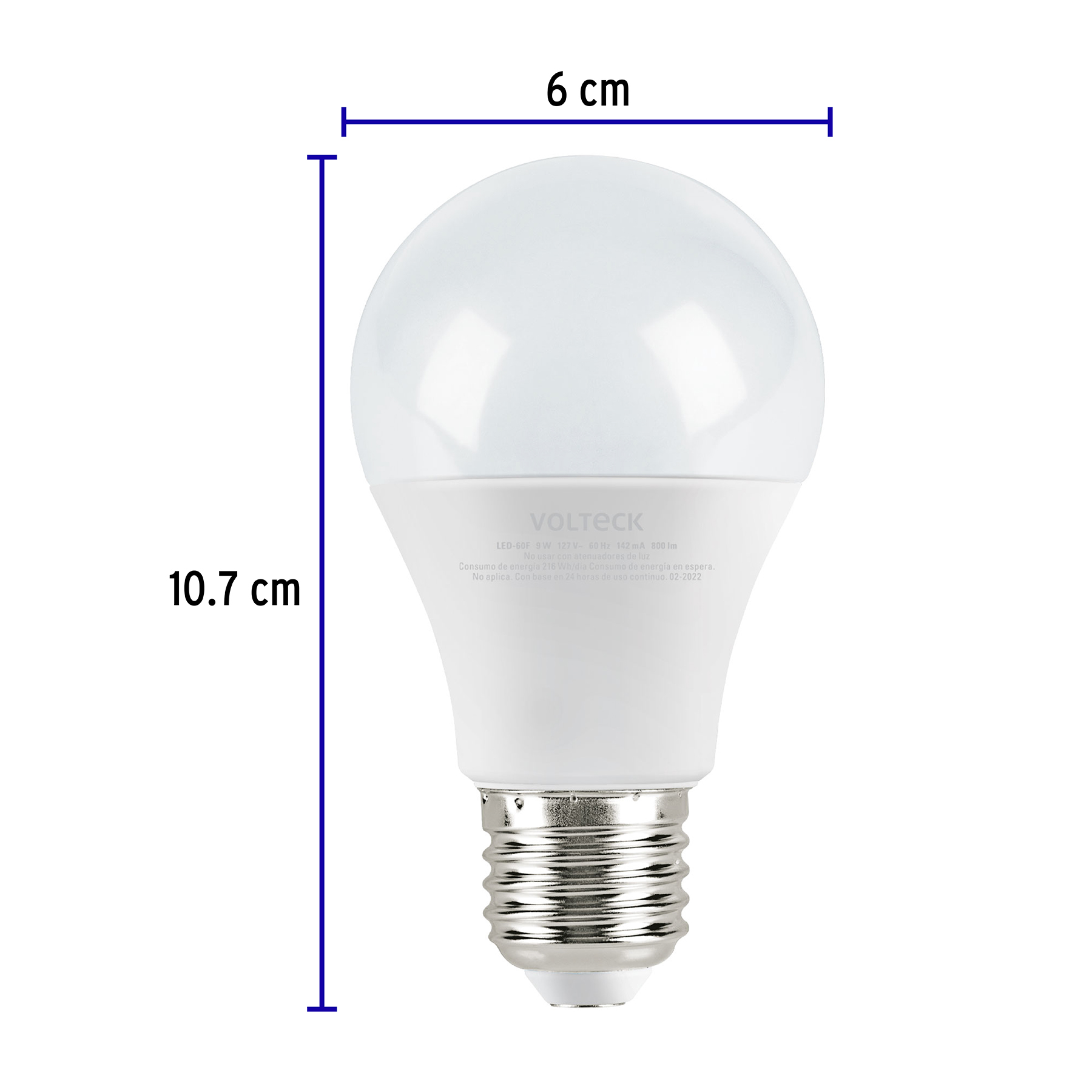 Lámpara de LED, bulbo estándar, A19 9W E27 110-220V, Luz día