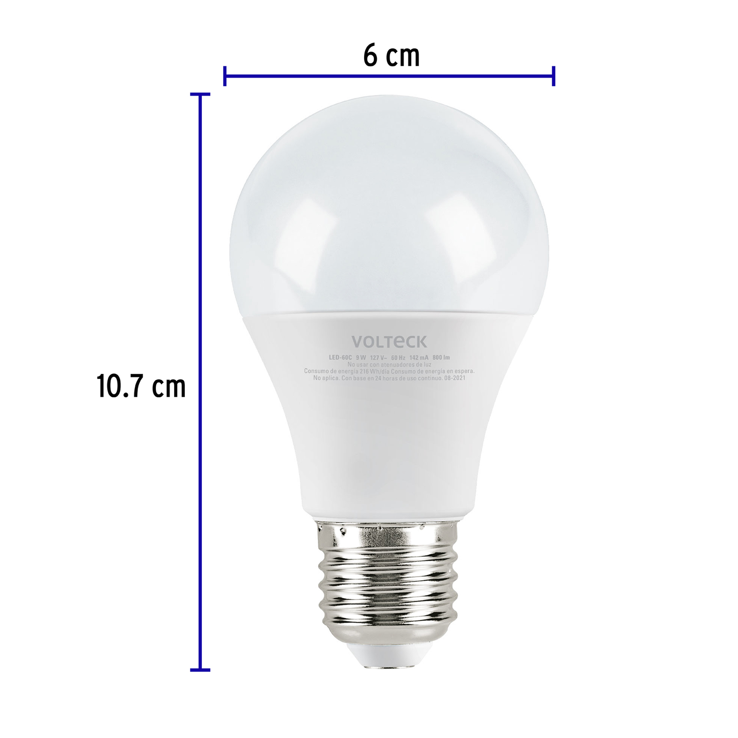 Lámpara de LED, A19, 9 W, luz cálida