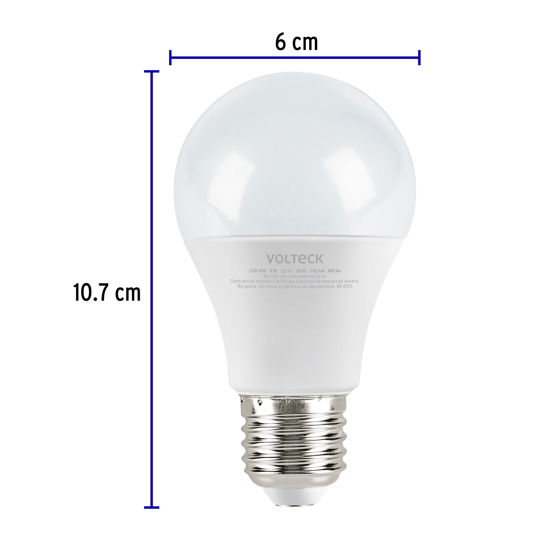 Lámpara de LED, A19, 9 W, luz cálida