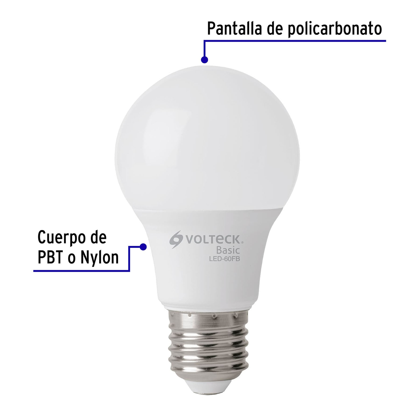 Lámpara de LED, A19, 8 W, luz de día, Volteck Basic