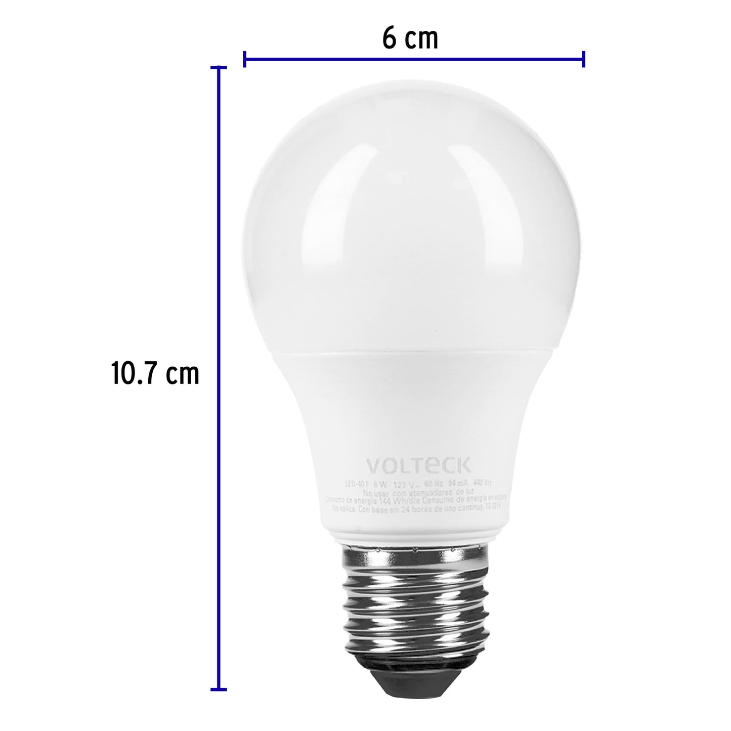 Lámpara de LED, A19, 6 W, luz de día