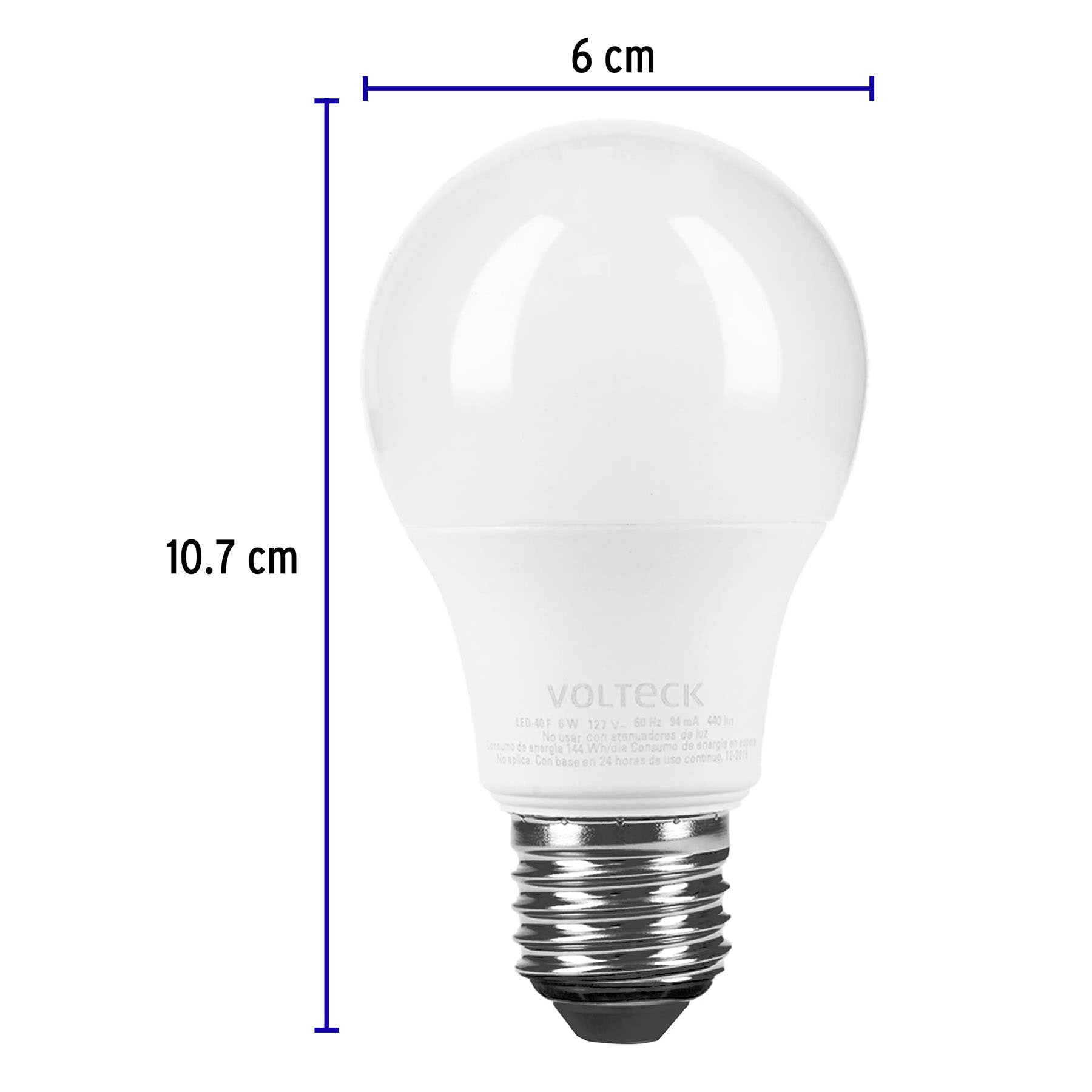 Lámpara de LED, A19, 6 W, luz de día
