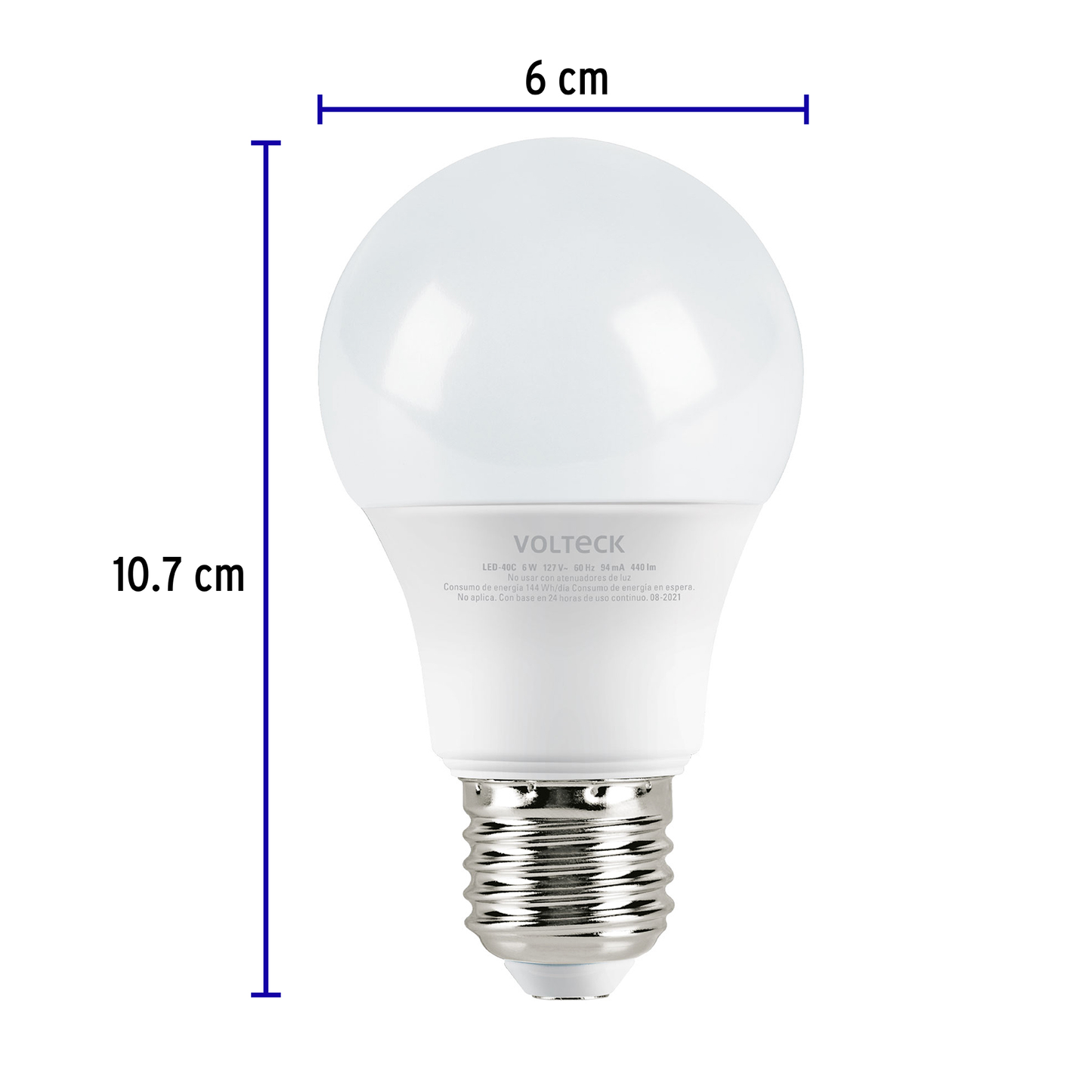 Lámpara de LED, A19, 6 W, luz cálida