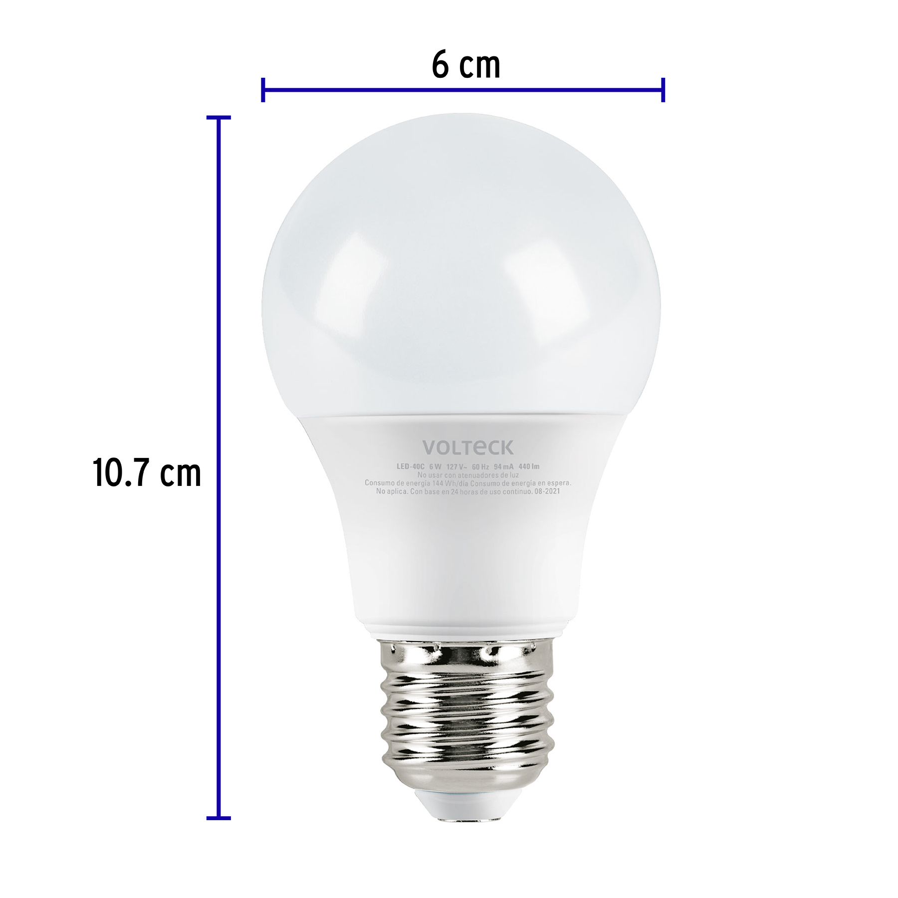 Lámpara de LED, A19, 6 W, luz cálida