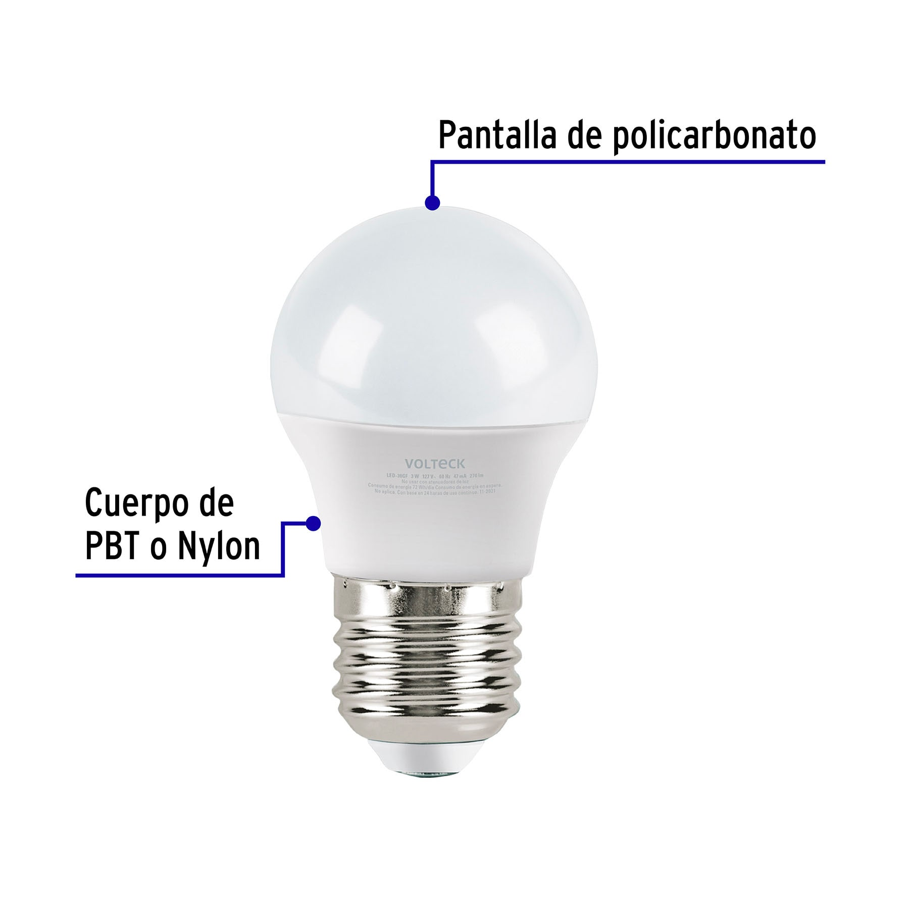 Lámpara de LED, A19, 3W, E27, luz de día, 4 piezas en caja