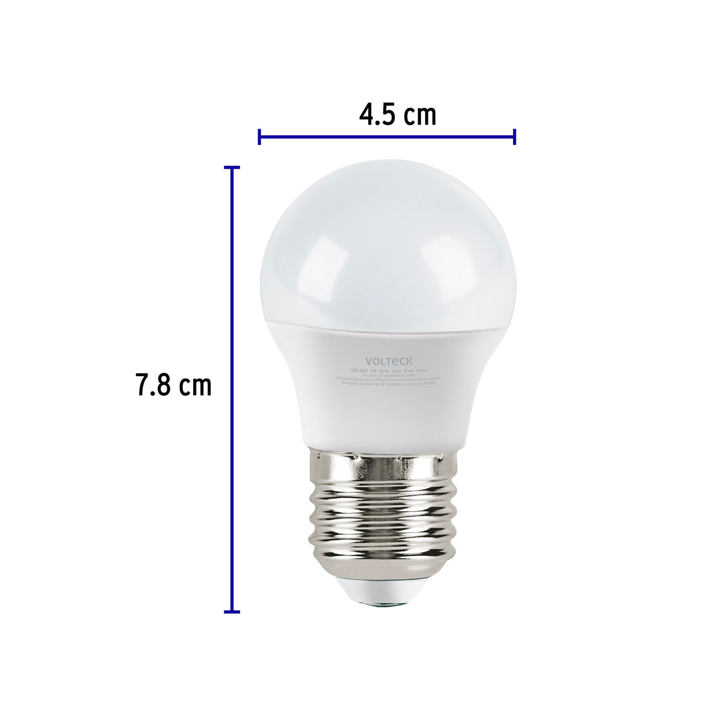 Lámpara de LED, A19, 3W, E27, luz de día, 4 piezas en caja