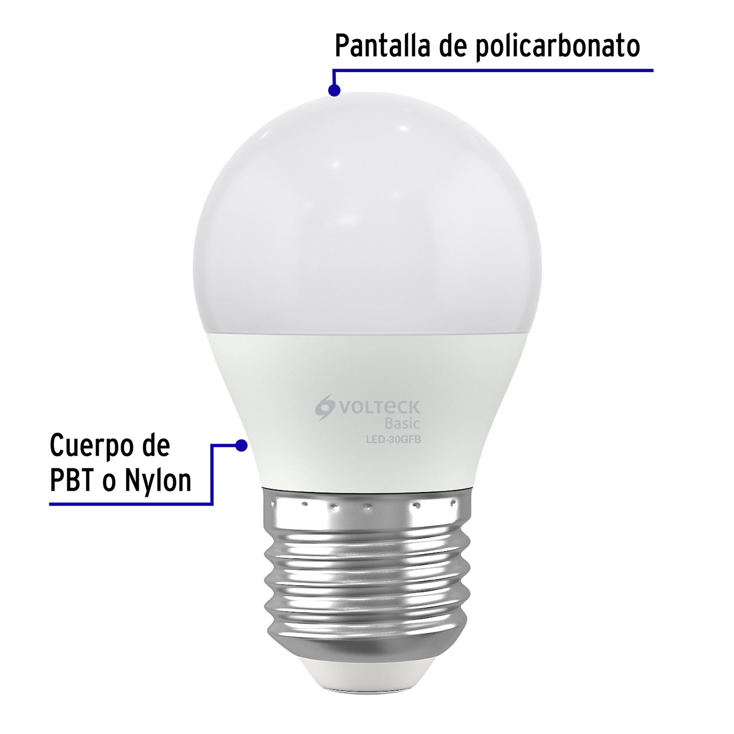 Lámpara de LED, A19, 3 W, luz de día, Volteck Basic