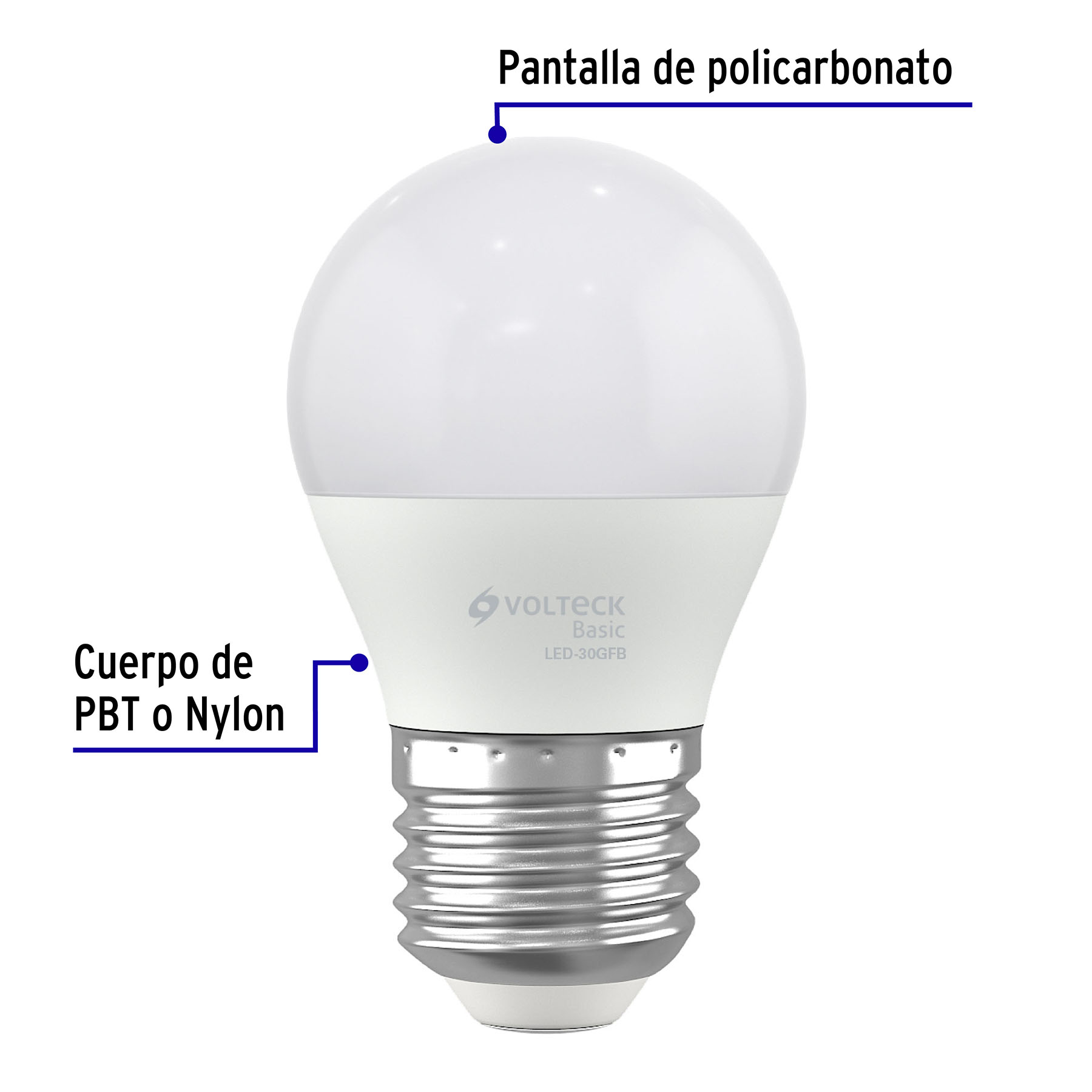 Lámpara de LED, A19, 3 W, luz de día, Volteck Basic
