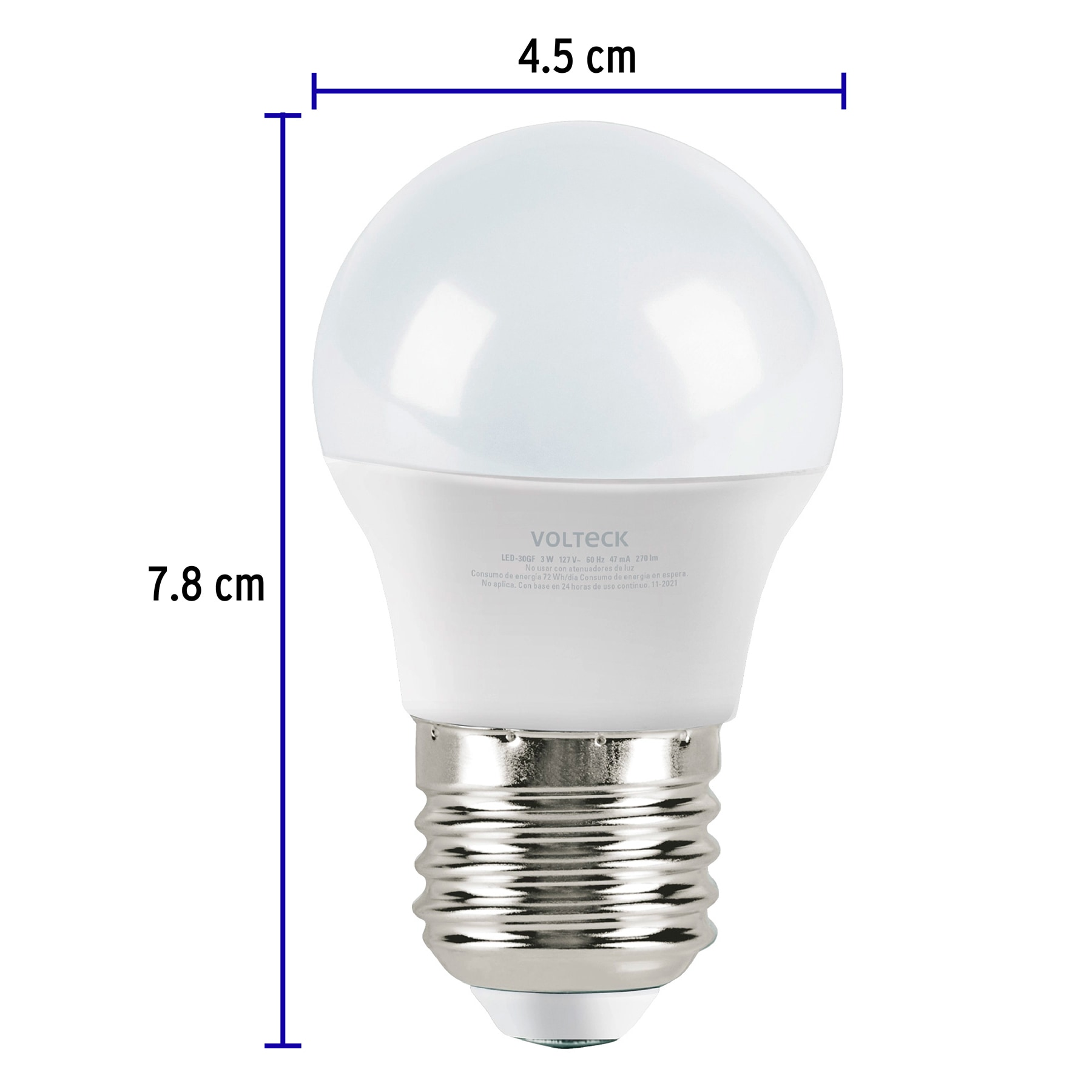 Lámpara de LED, A19, 3 W, luz de día