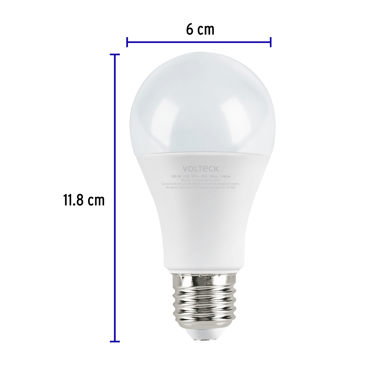 Lámpara de LED, A19, 12 W, luz de día
