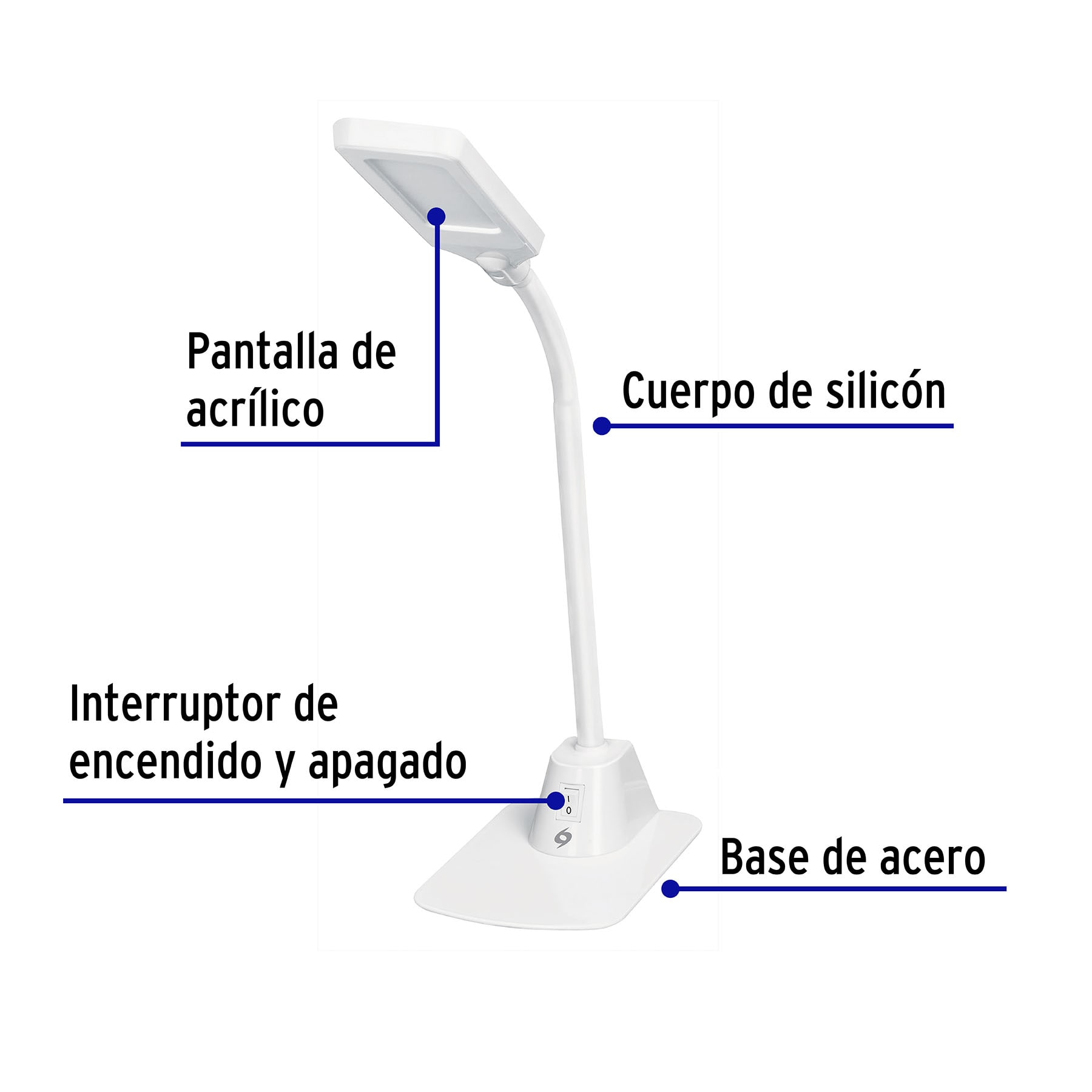 Lámpara de escritorio, blanca, 5W, BF, LED