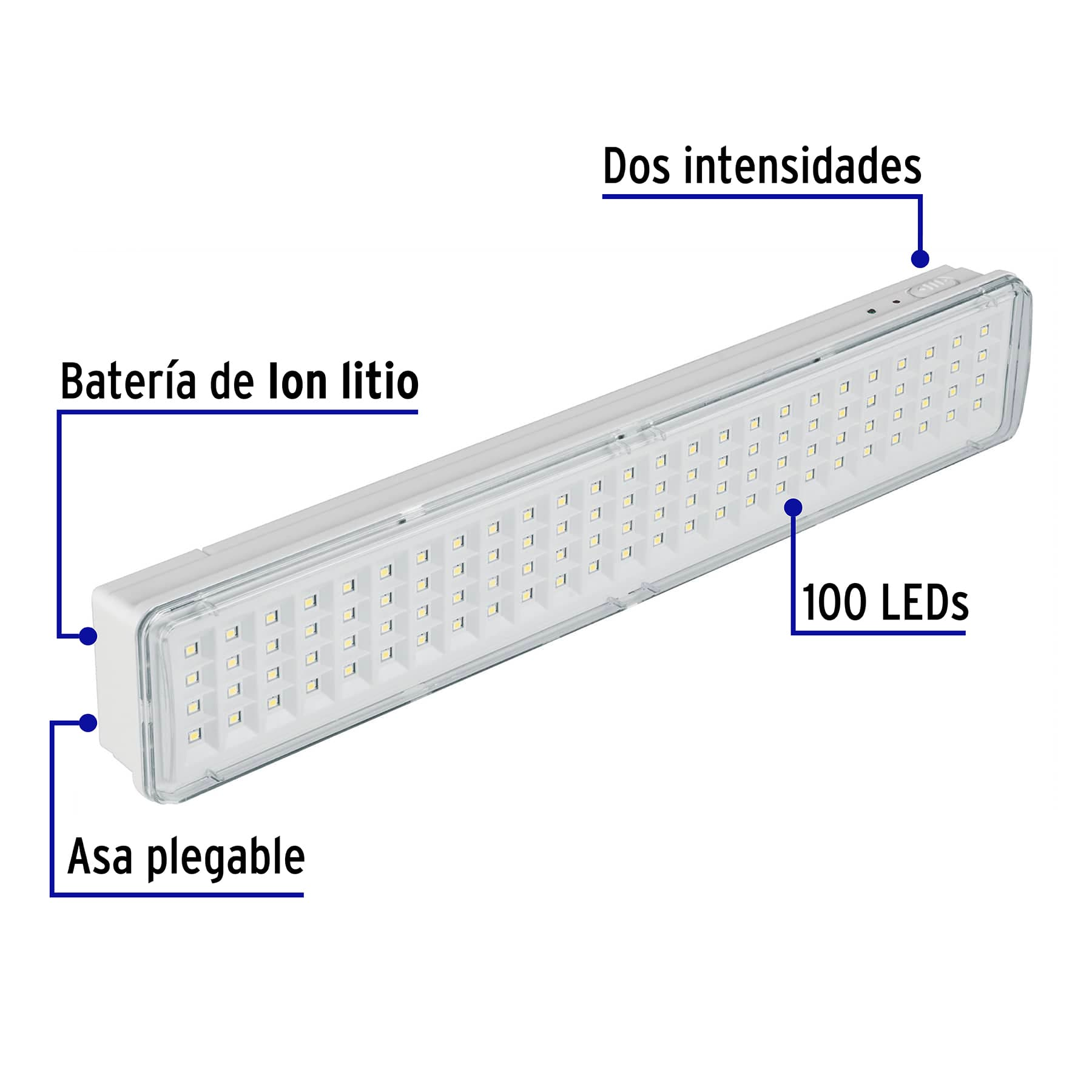 Lámpara de emergencia recargable 500 lm, 100 LEDS
