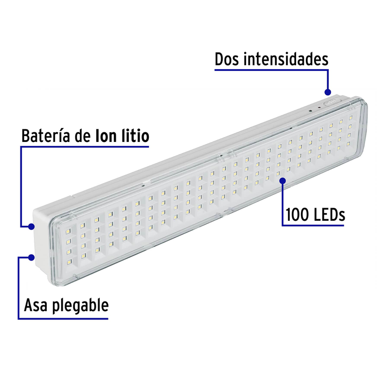 Lámpara de emergencia recargable 500 lm, 100 LEDS