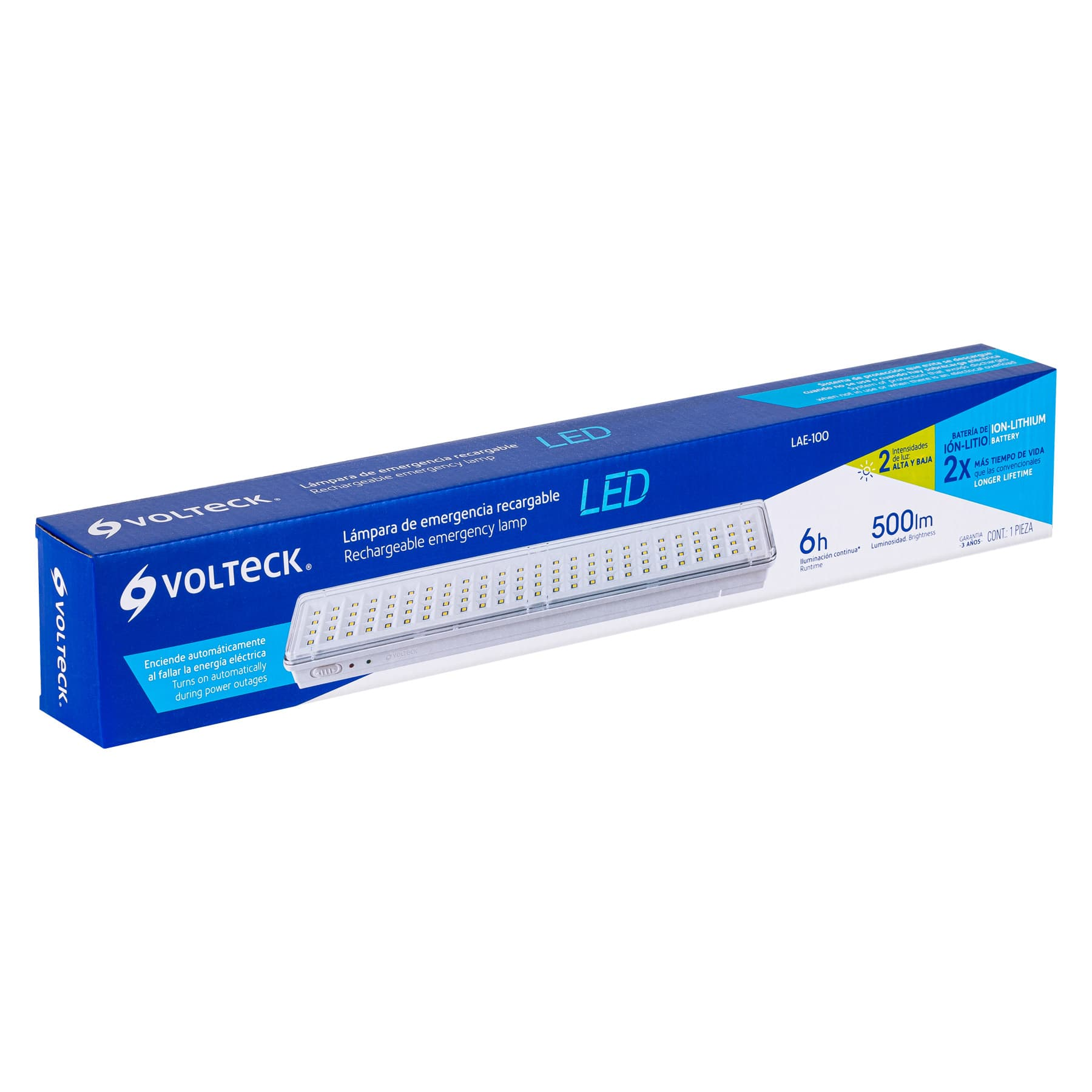 Lámpara de emergencia recargable 500 lm, 100 LEDS