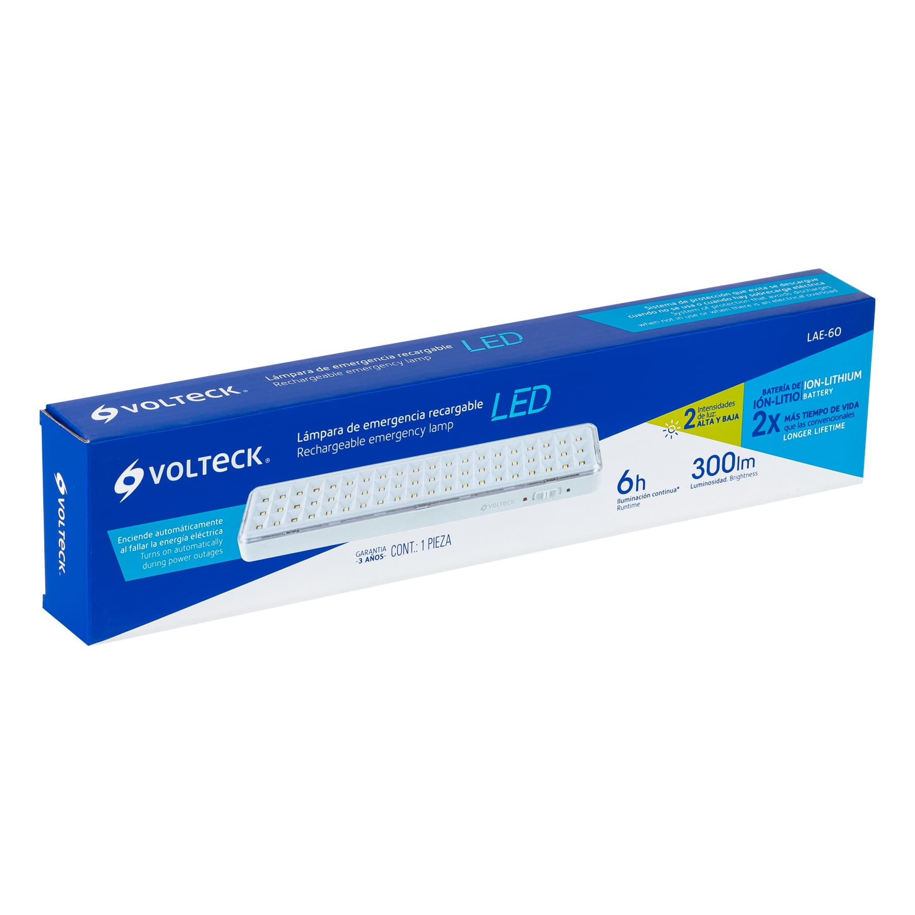 Lámpara de emergencia recargable 300 lm, 60 LEDS
