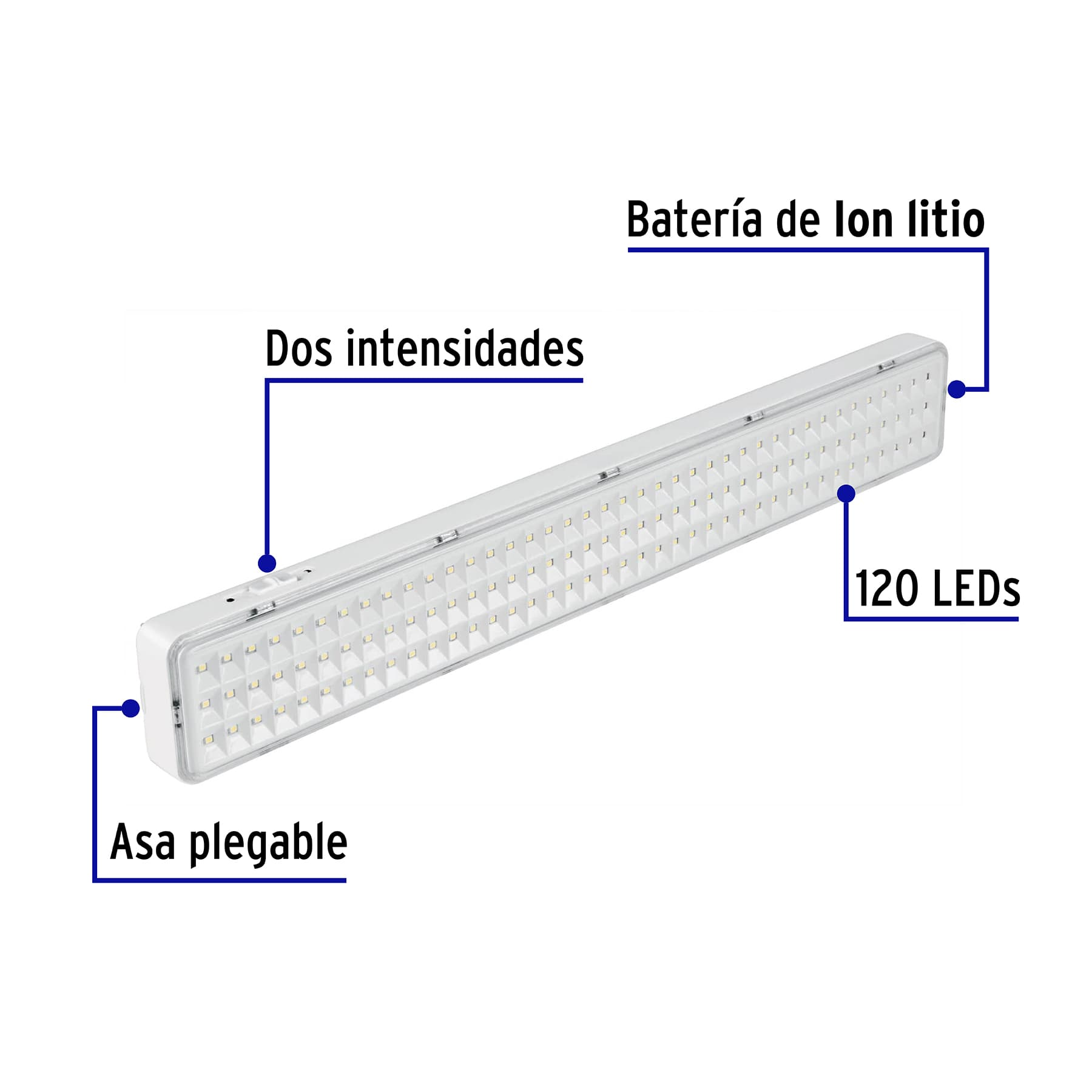 Lámpara de emergencia recargable 1000 lm, 120 LEDS