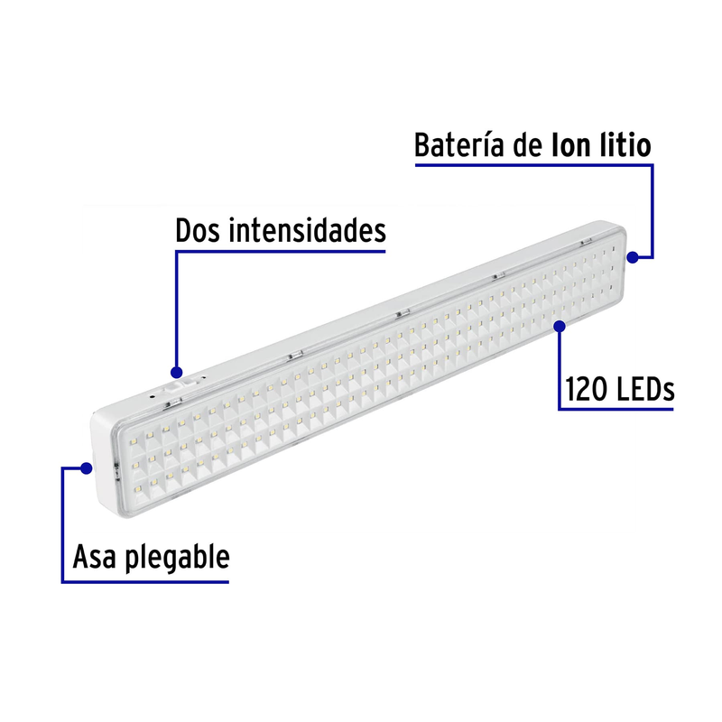 Lámpara de emergencia recargable 1000 lm, 120 LEDS