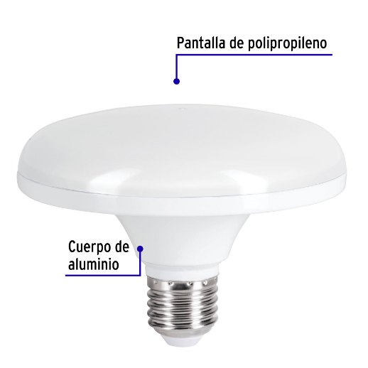 Lámpara circular de LED, A19, 12 W, luz de día
