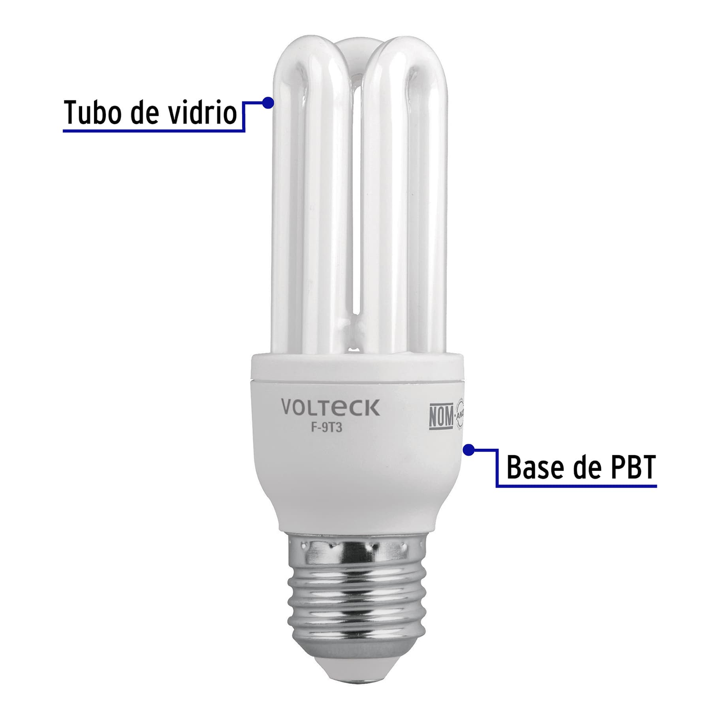 Lámpara 9 W, triple, luz día, T3, en blister, Volteck
