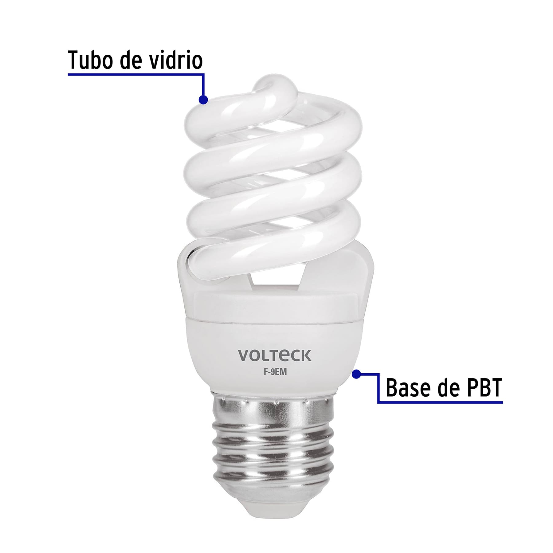Lámpara 9 W, espiral mini, luz día, T2, en blister, Volteck