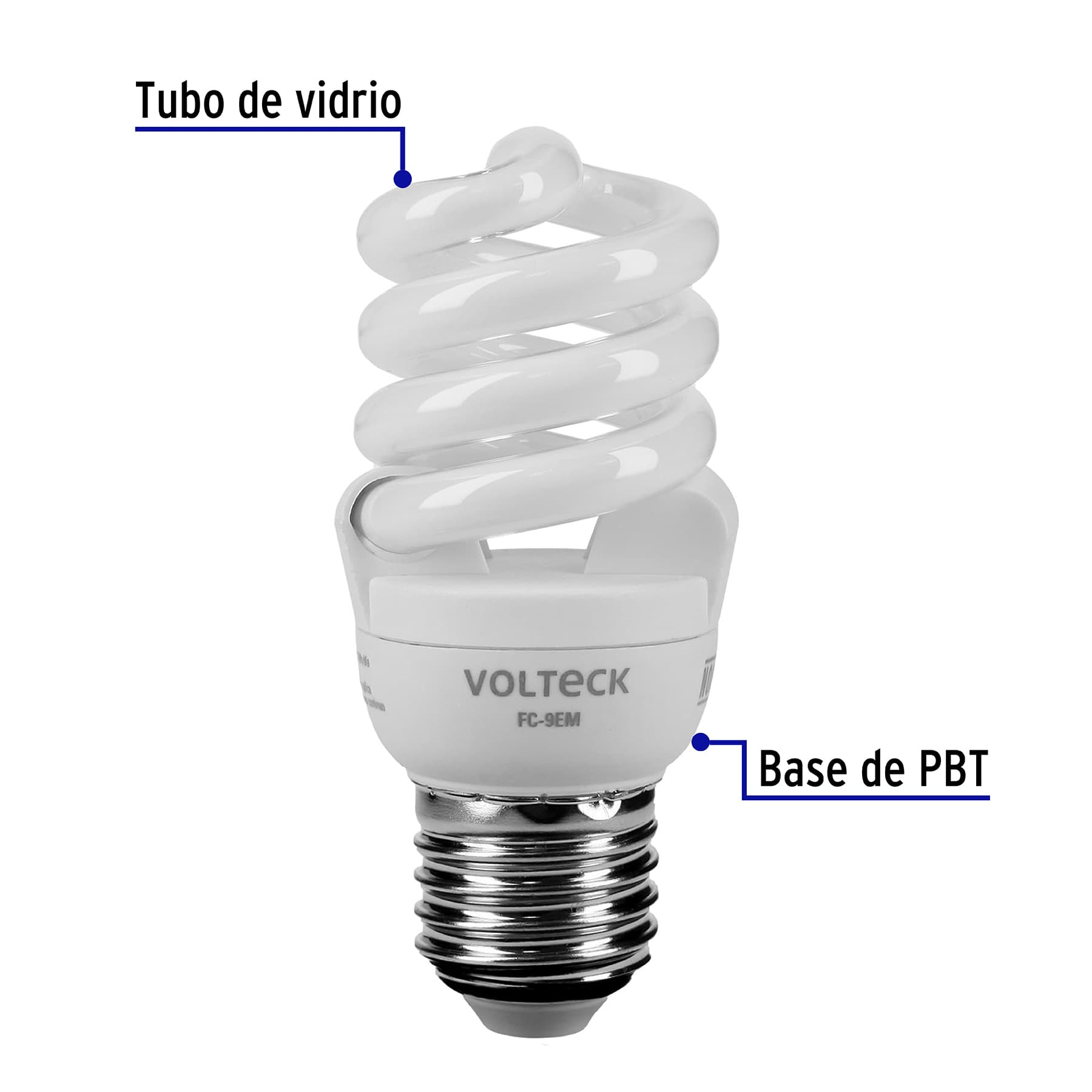 Lámpara 9 W, espiral mini, luz cálida, T2, en blister