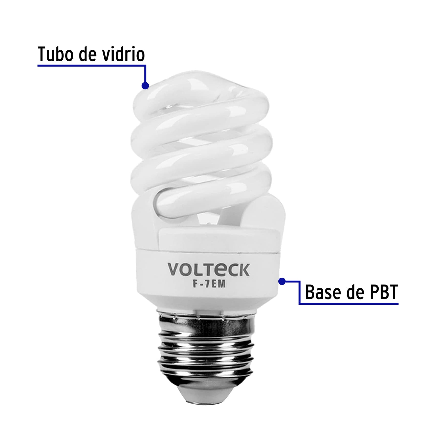 Lámpara 7 W, espiral mini, luz día, T2, en blister, Volteck