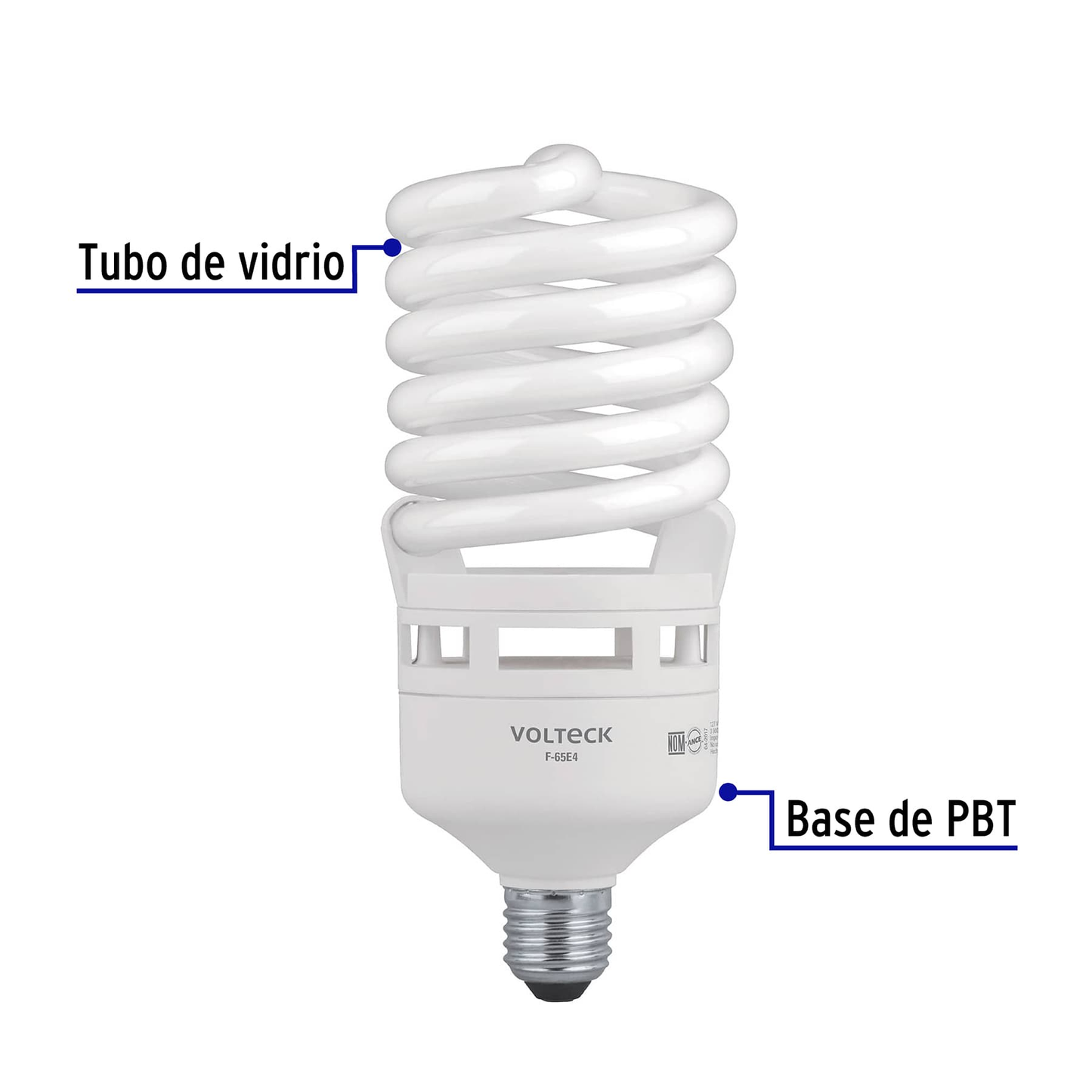 Lámpara 65 W, espiral, alta potencia, luz día, T4, en caja