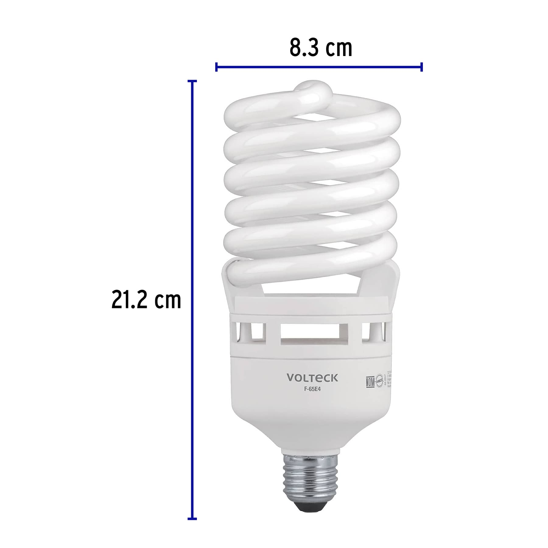 Lámpara 65 W, espiral, alta potencia, luz día, T4, en caja