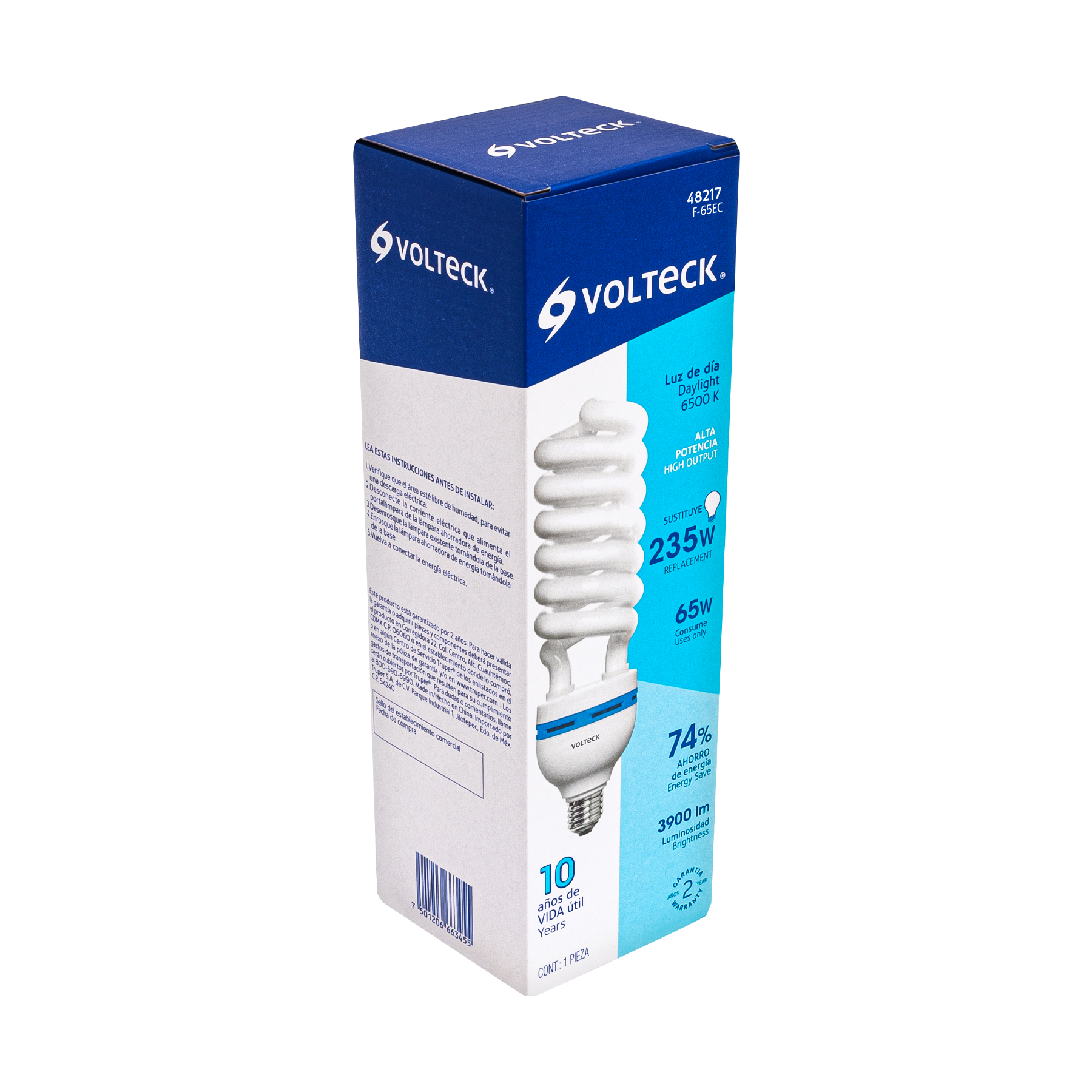Lámpara 65 W, espiral, alta potencia ,luz día, T5, en caja