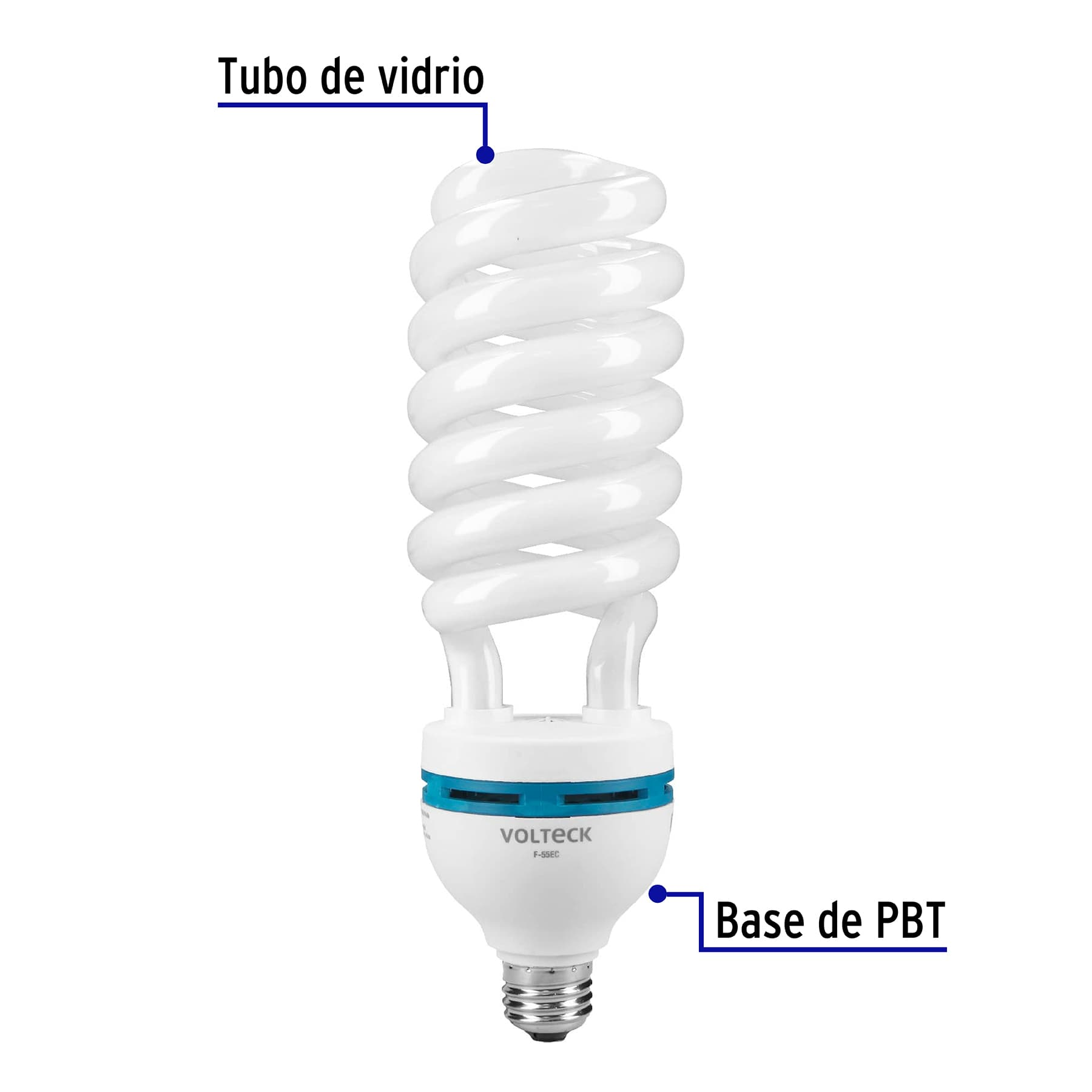 Lámpara 55 W, espiral, alta potencia, luz día, T5, en caja