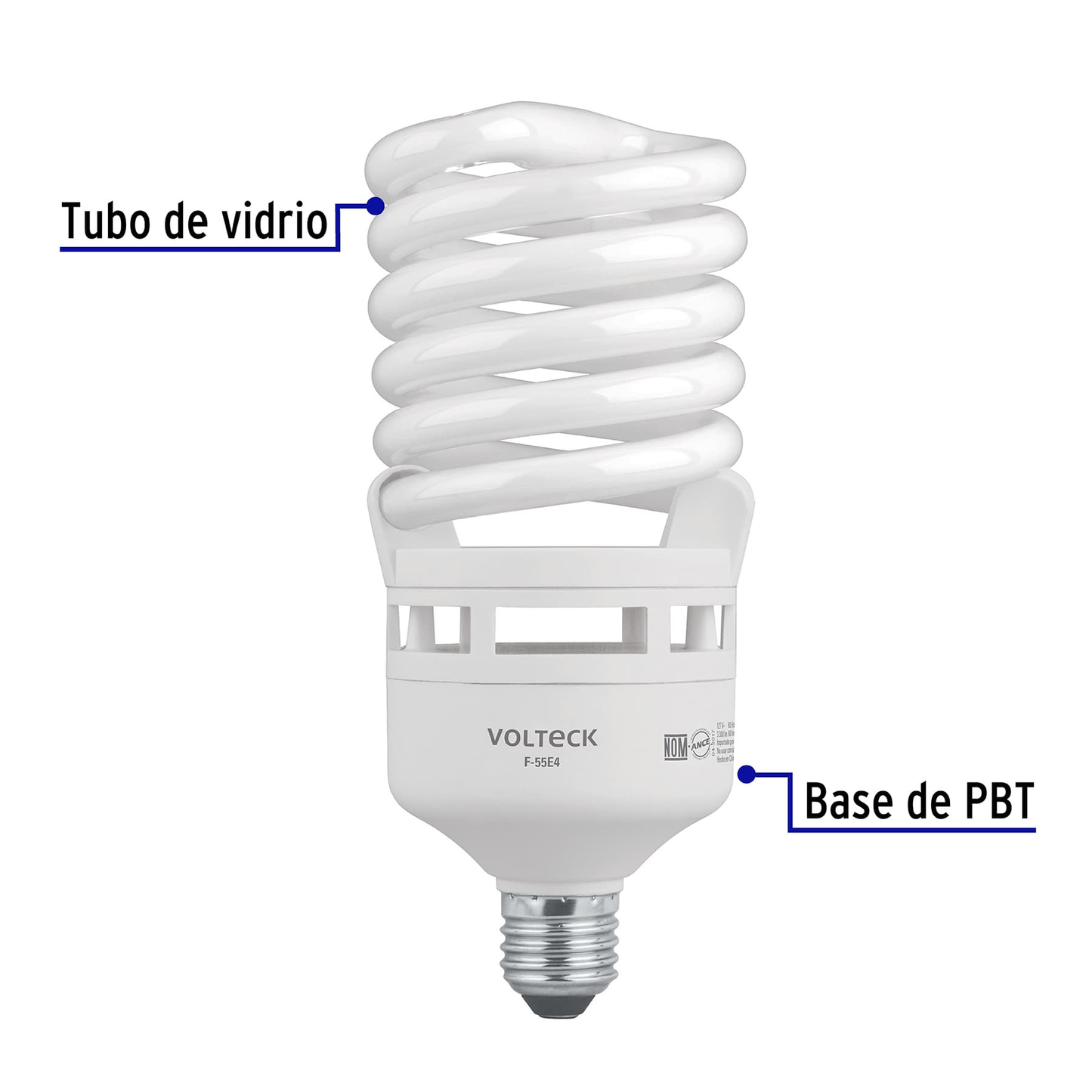 Lámpara 55 W, espiral, alta potencia, luz día, T4 , en caja