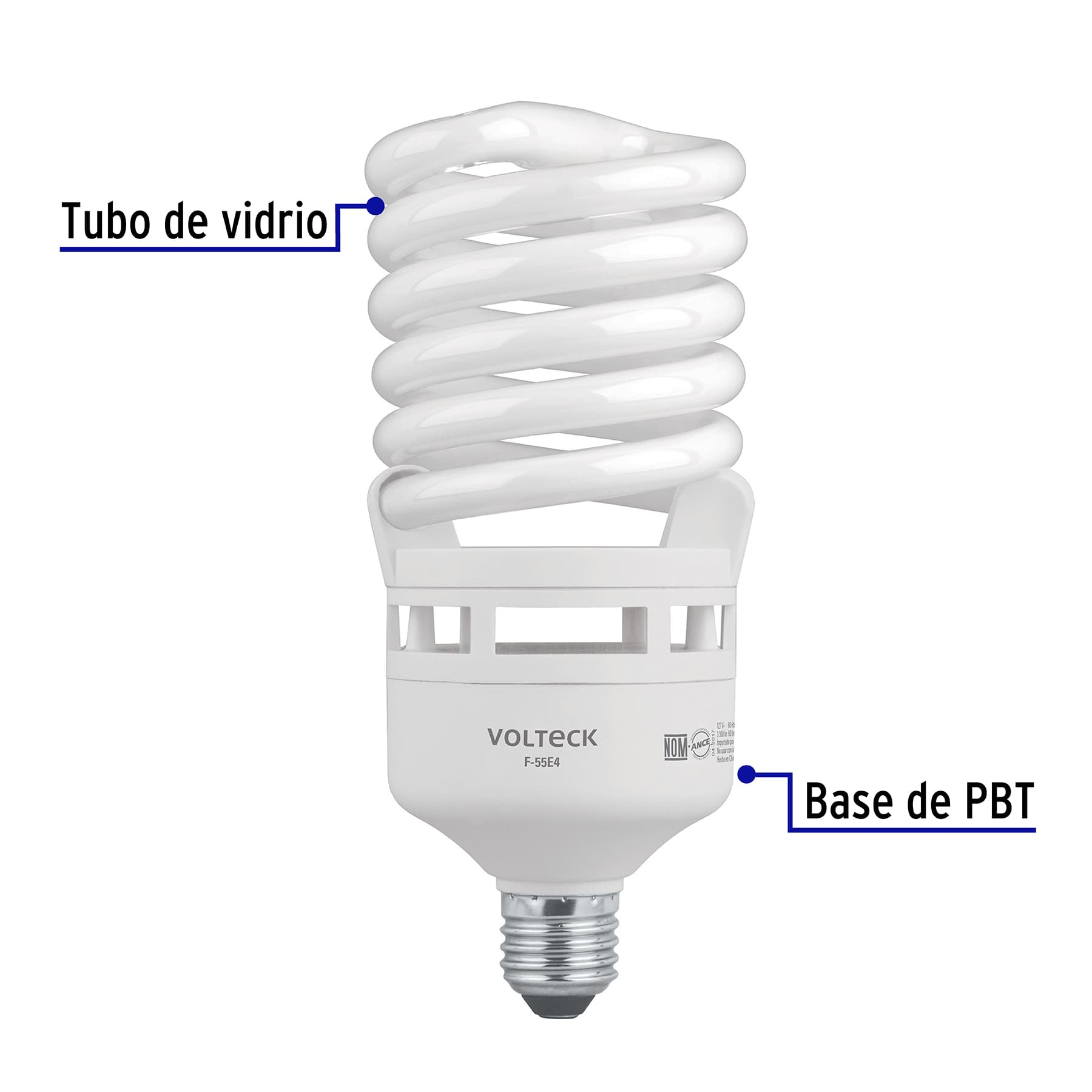 Lámpara 55 W, espiral, alta potencia, luz día, T4 , en caja