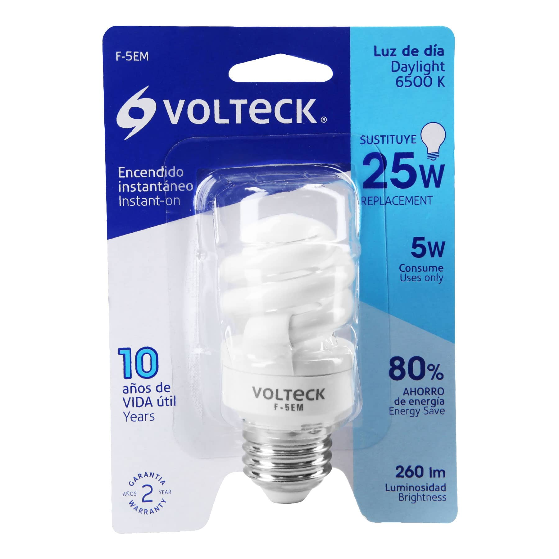 Lámpara 5 W, espiral mini, luz día, T2, en blister, Volteck