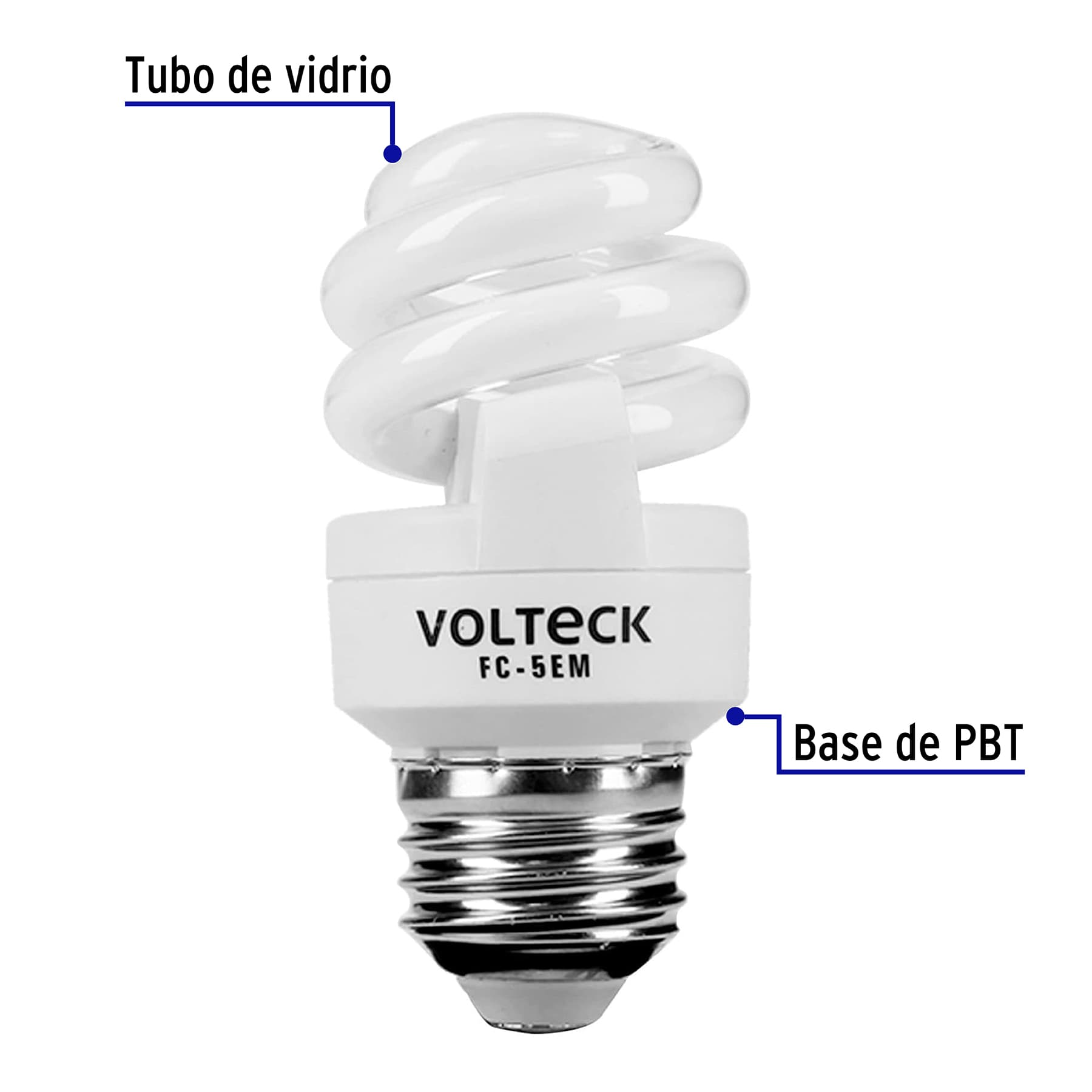 Lámpara 5 W, espiral mini, luz cálida, T2, en blister