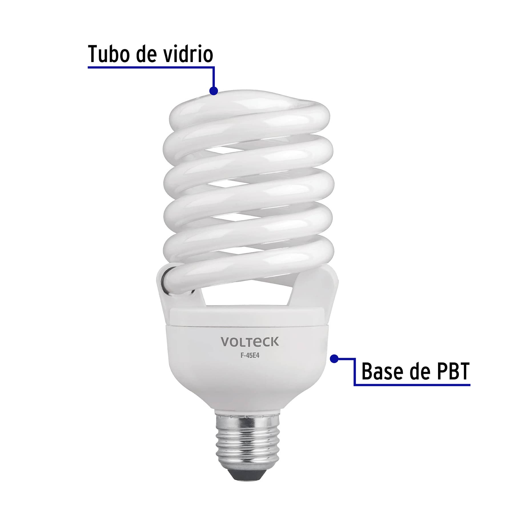 Lámpara 45 W, espiral, alta potencia, luz día, T4 , en caja