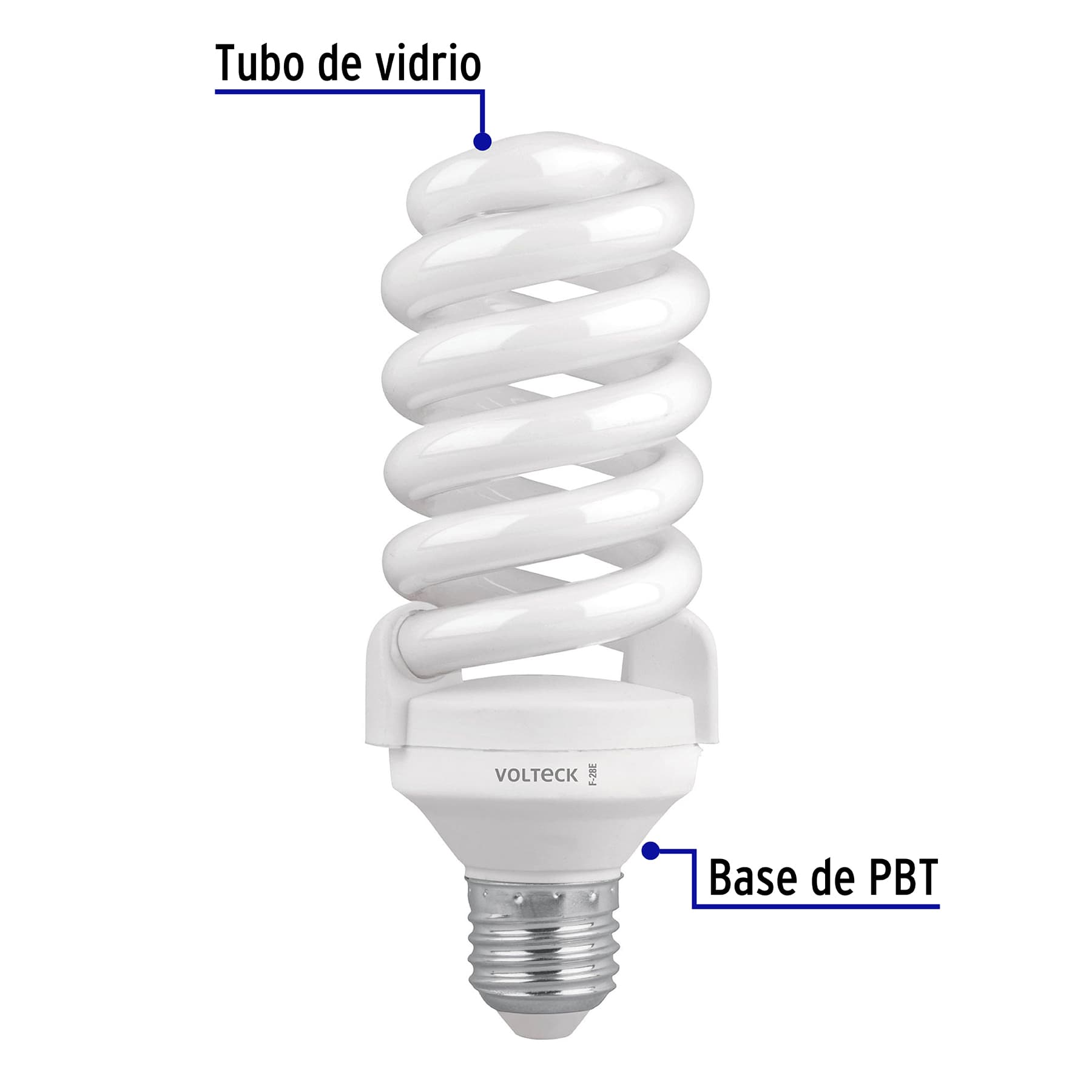 Lámpara 28 W, espiral, luz día, T4, en blister, Volteck