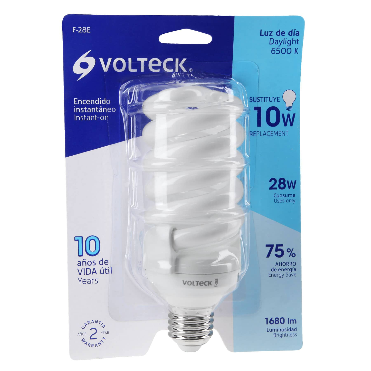 Lámpara 28 W, espiral, luz día, T4, en blister, Volteck