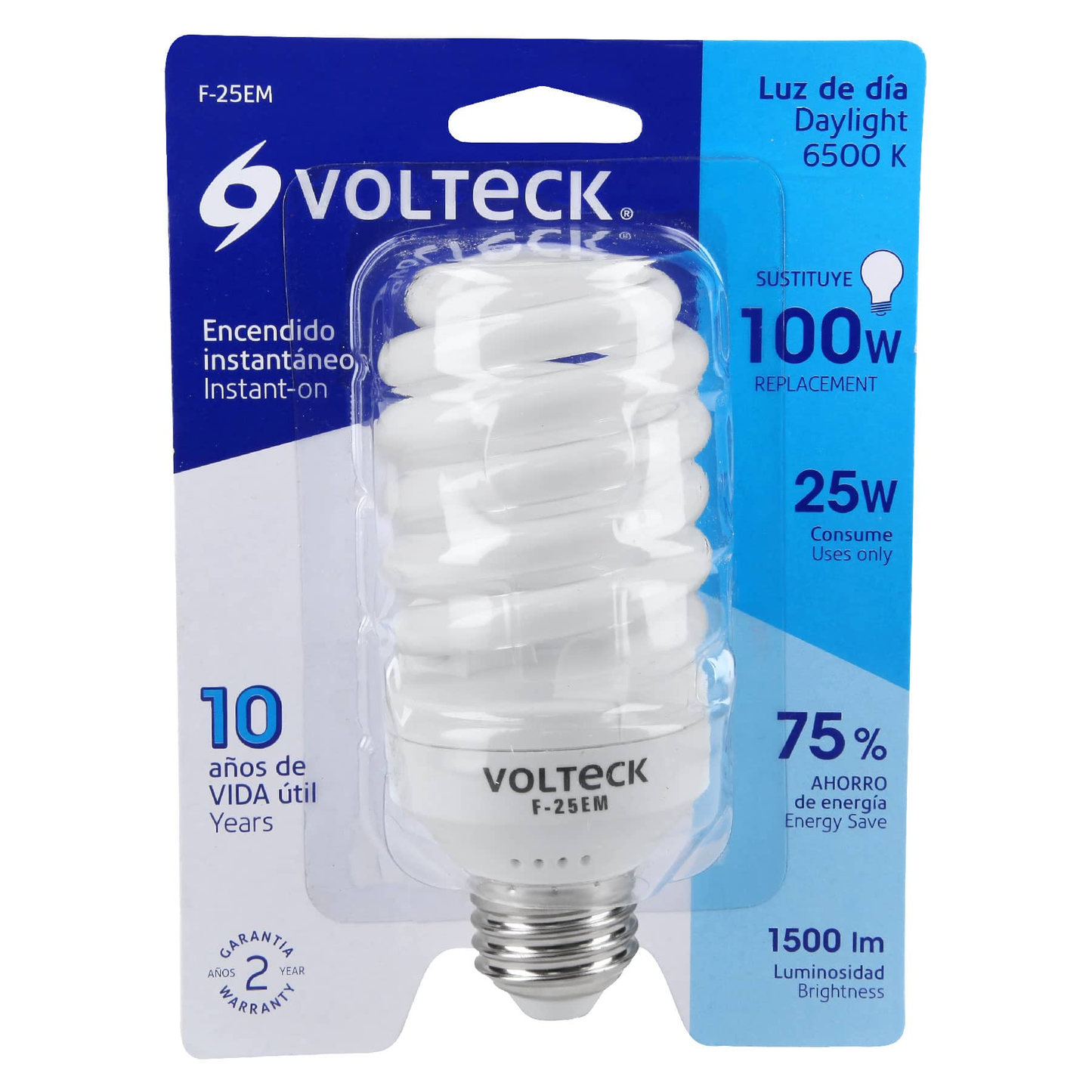 Lámpara 25 W, espiral mini, luz día, T2, en blister, Volteck