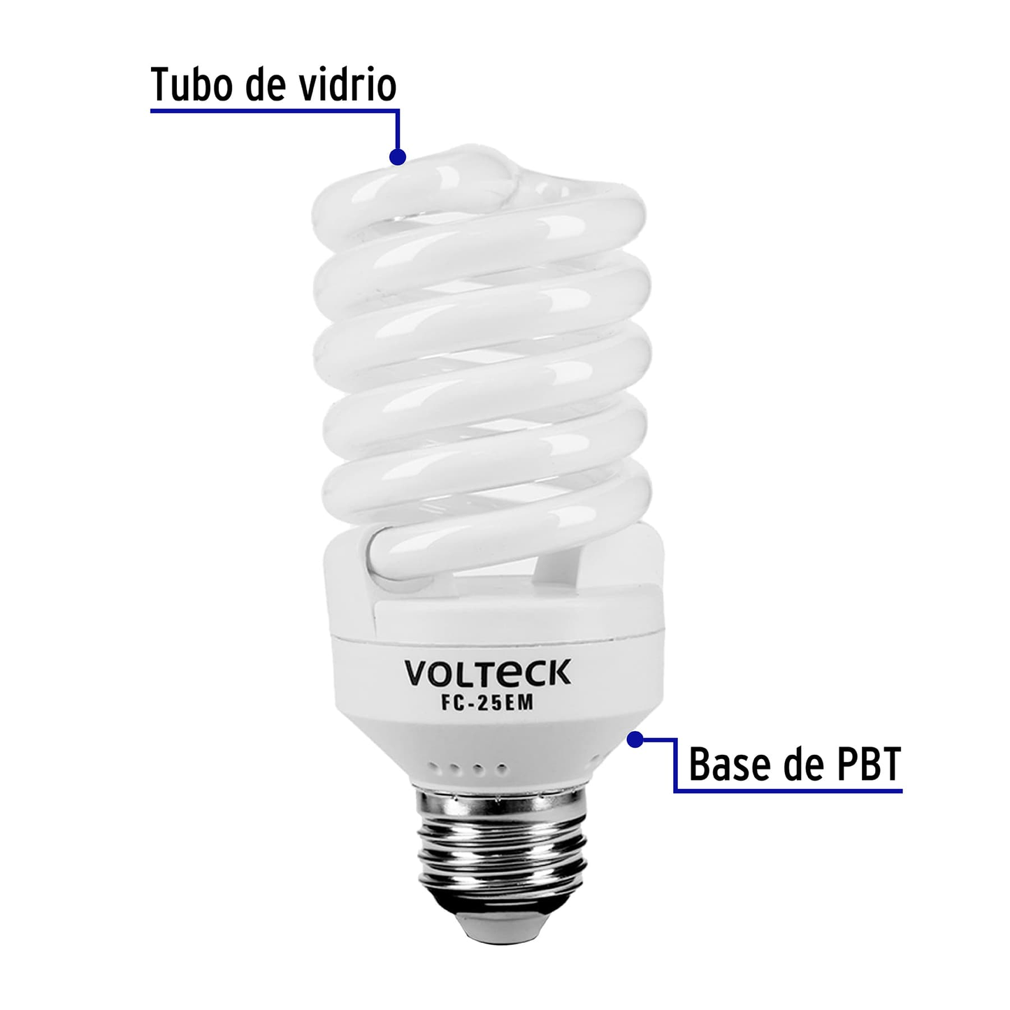 Lámpara 25 W, espiral mini, luz cálida, T2, en blister
