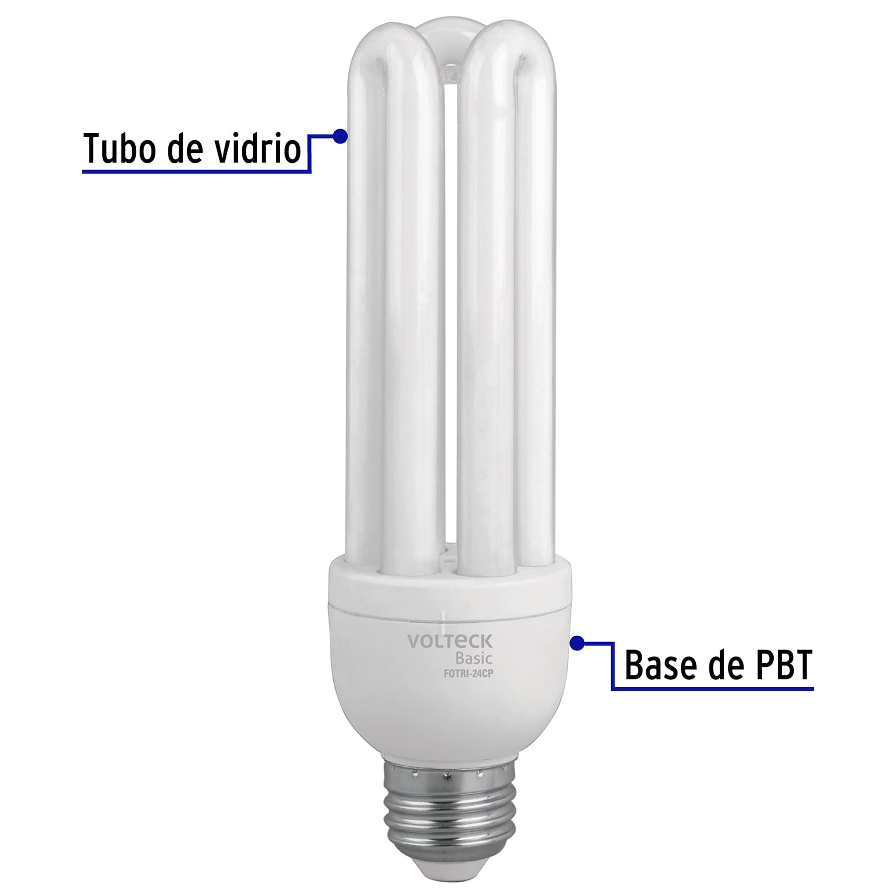 Lámpara 24 W, triples, luz día, T4, en caja , Volteck basic sustituye 48227