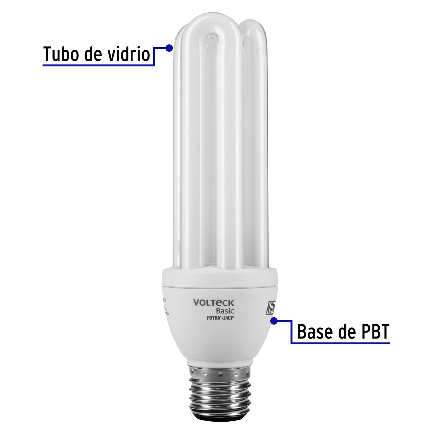 Lámpara 24 W, triples, luz cálida, T4,en caja ,Volteck basic