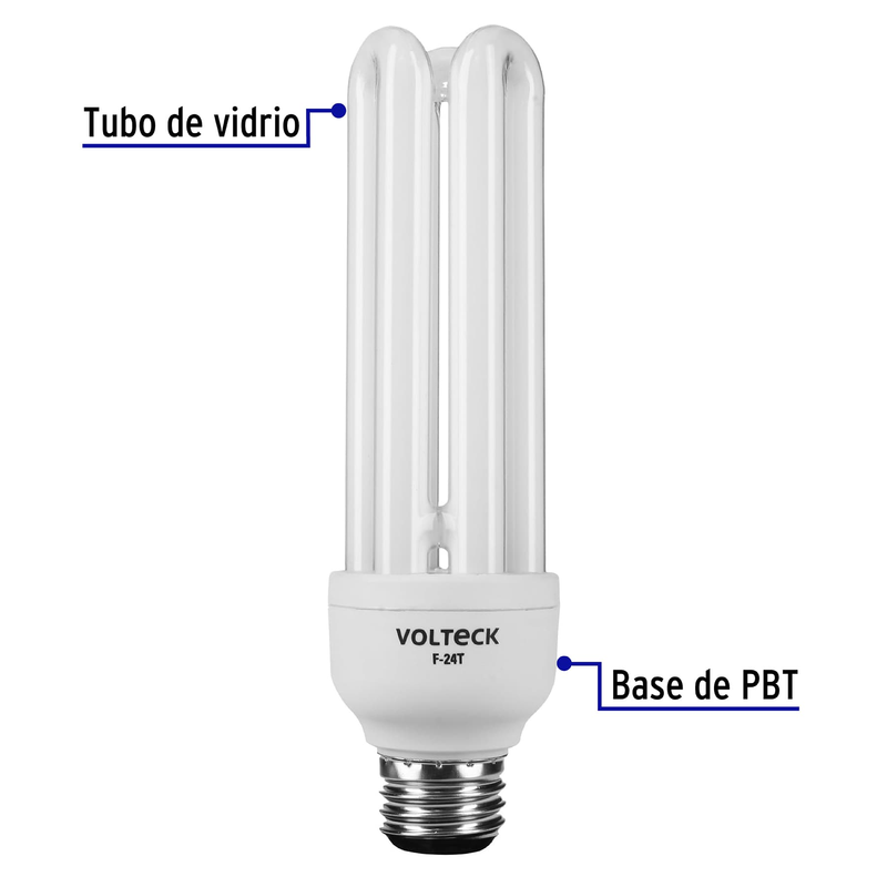 Lámpara 24 W, triple, luz día, T4, en blister, Volteck