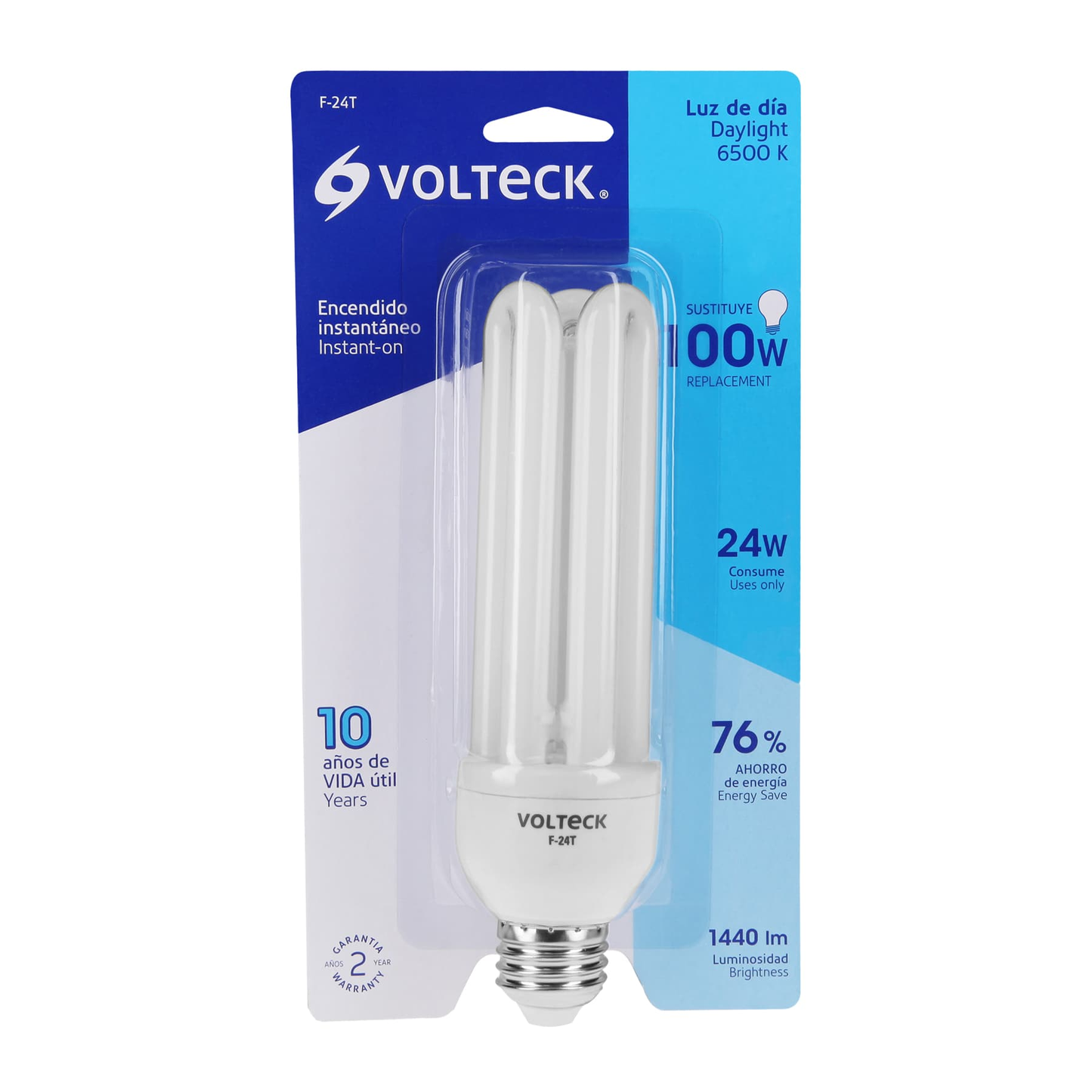 Lámpara 24 W, triple, luz día, T4, en blister, Volteck