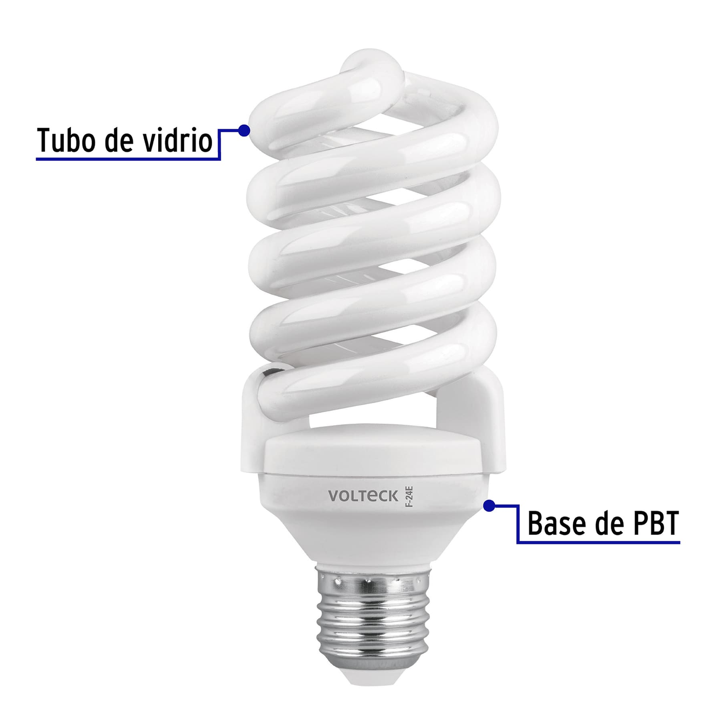 Lámpara 24 W, espiral, luz día, T4, en caja 4 piezas,Volteck