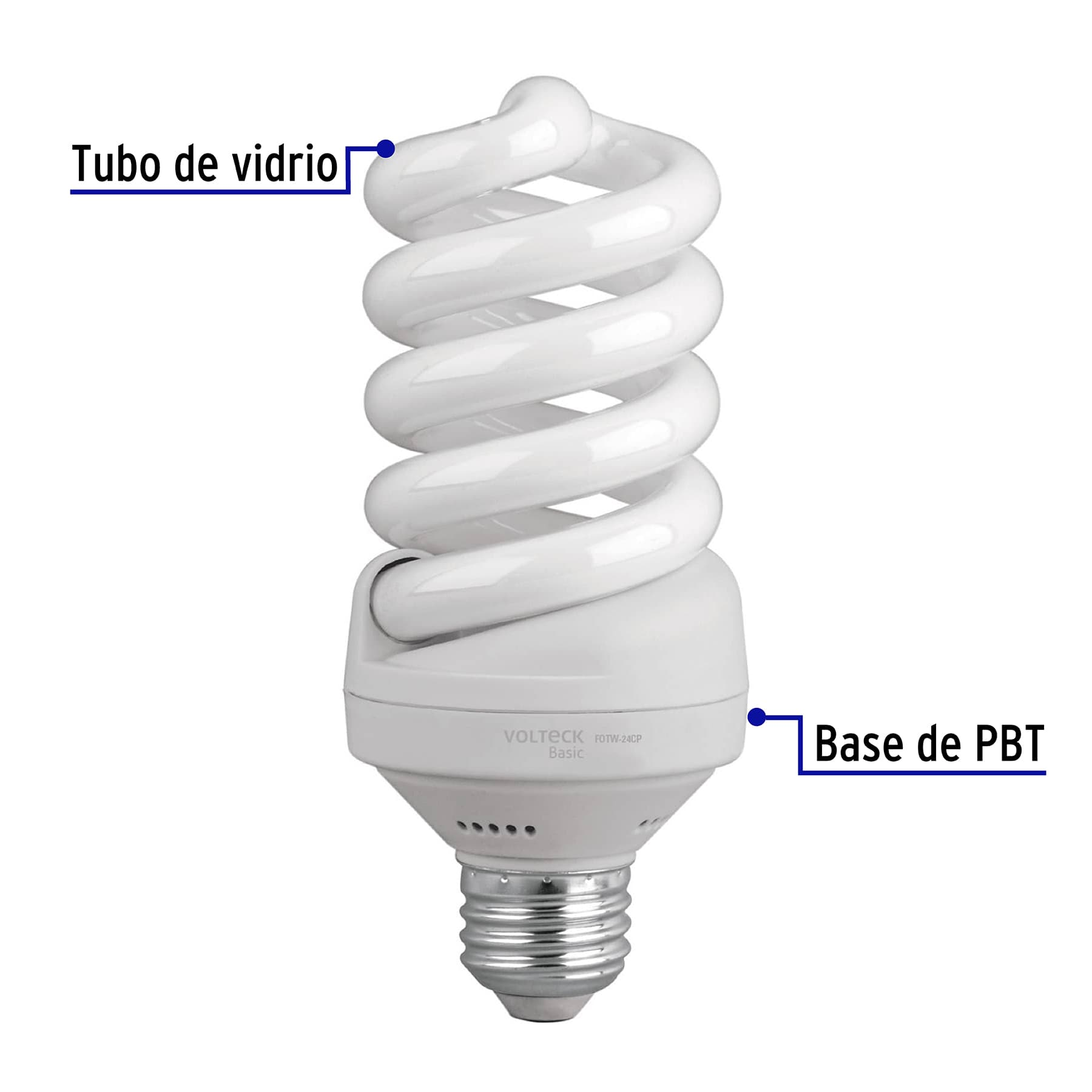 Lámpara 24 W, espiral, luz día, T4, en caja , Volteck basic sustituye 48215