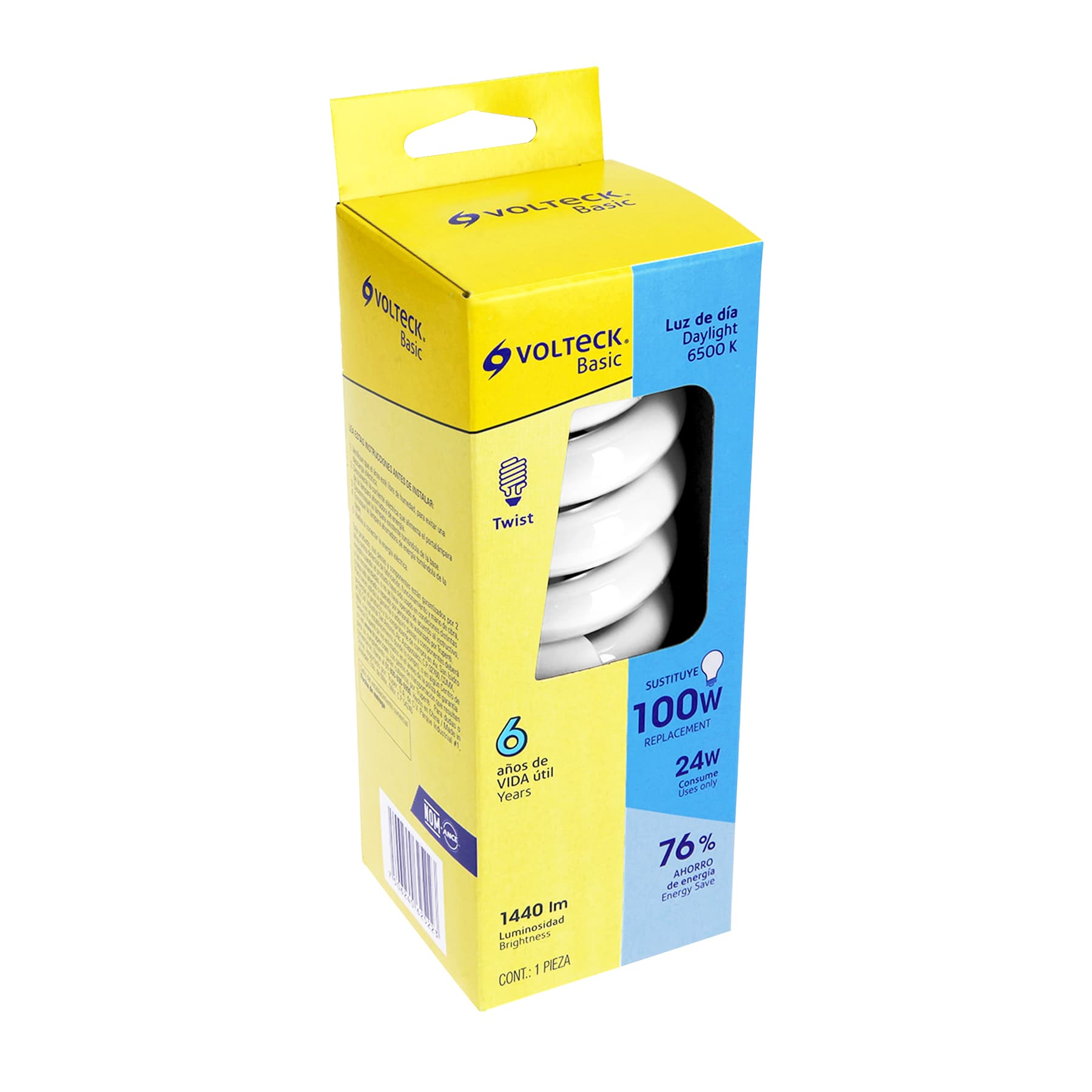 Lámpara 24 W, espiral, luz día, T4, en caja , Volteck basic sustituye 48215