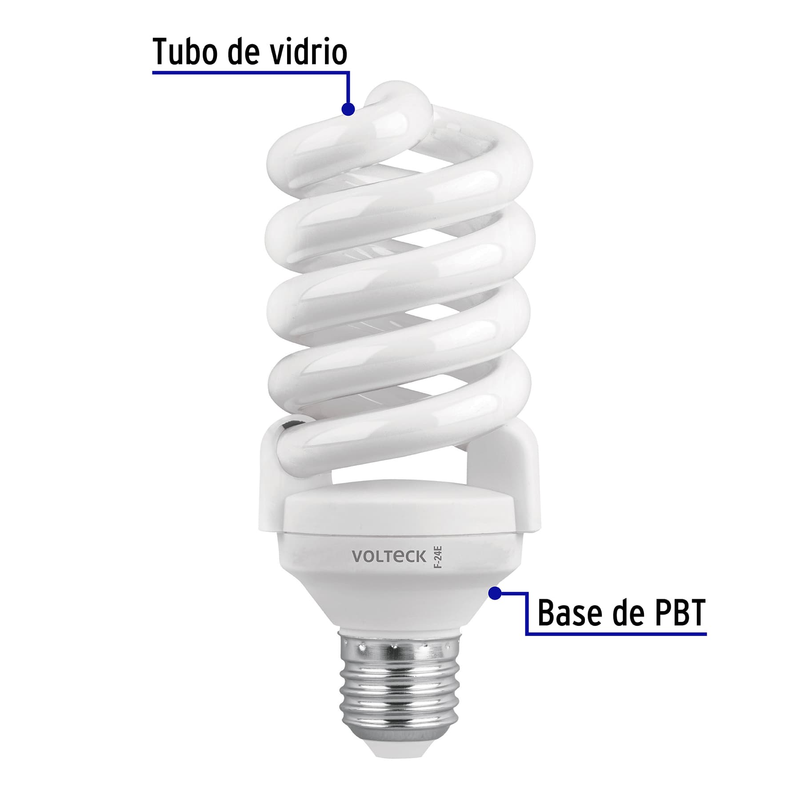 Lámpara 24 W, espiral, luz día, T4, en blister, Volteck