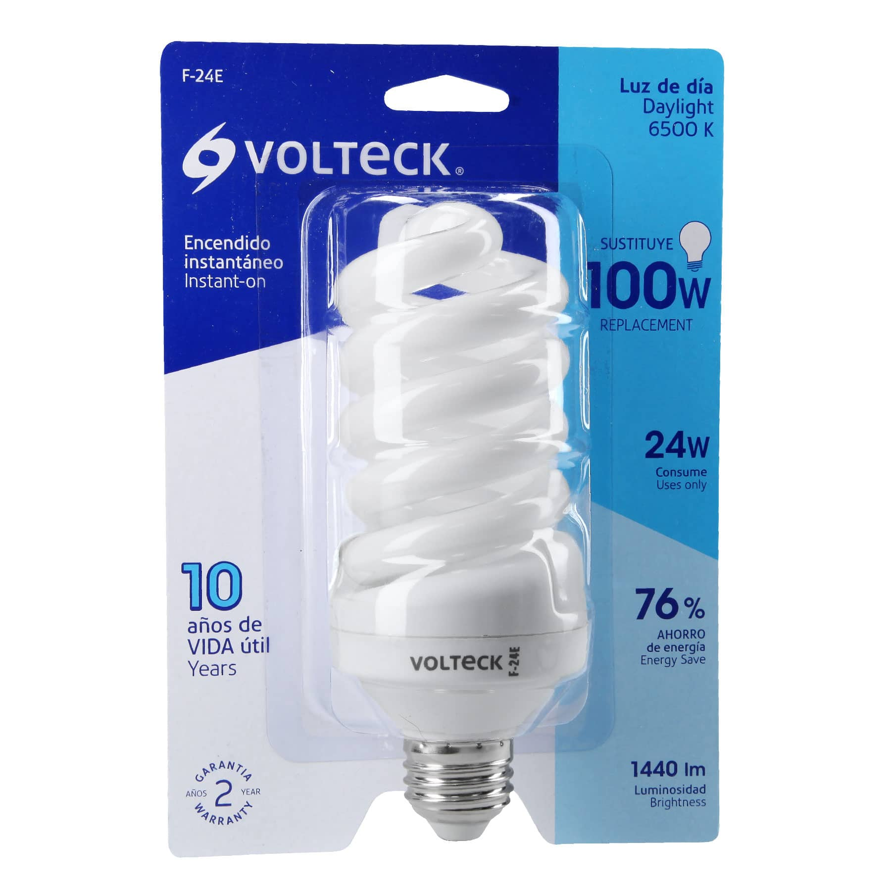 Lámpara 24 W, espiral, luz día, T4, en blister, Volteck