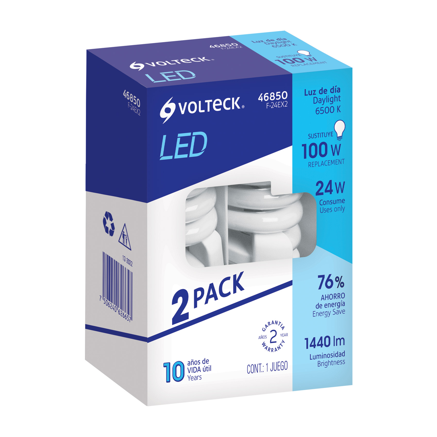 Lámpara 24 W, espiral, luz día, T4, en blister 2 piezas