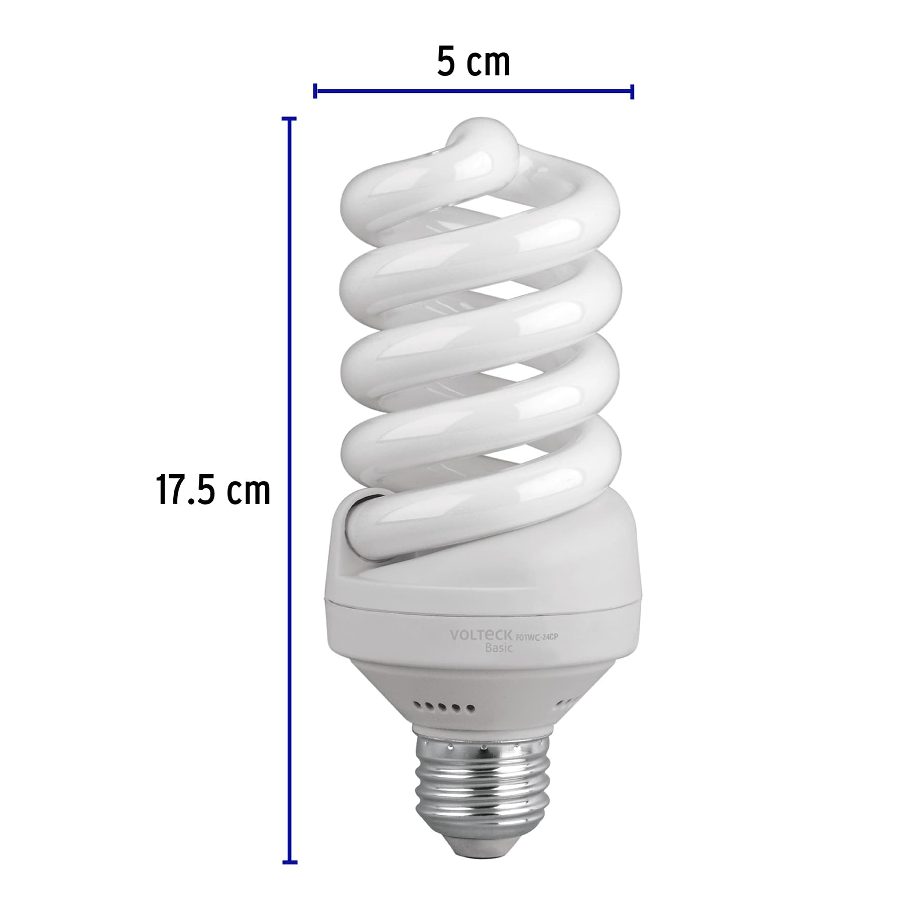 Lámpara 24 W, espiral, luz cálida, T4,en caja ,Volteck basic